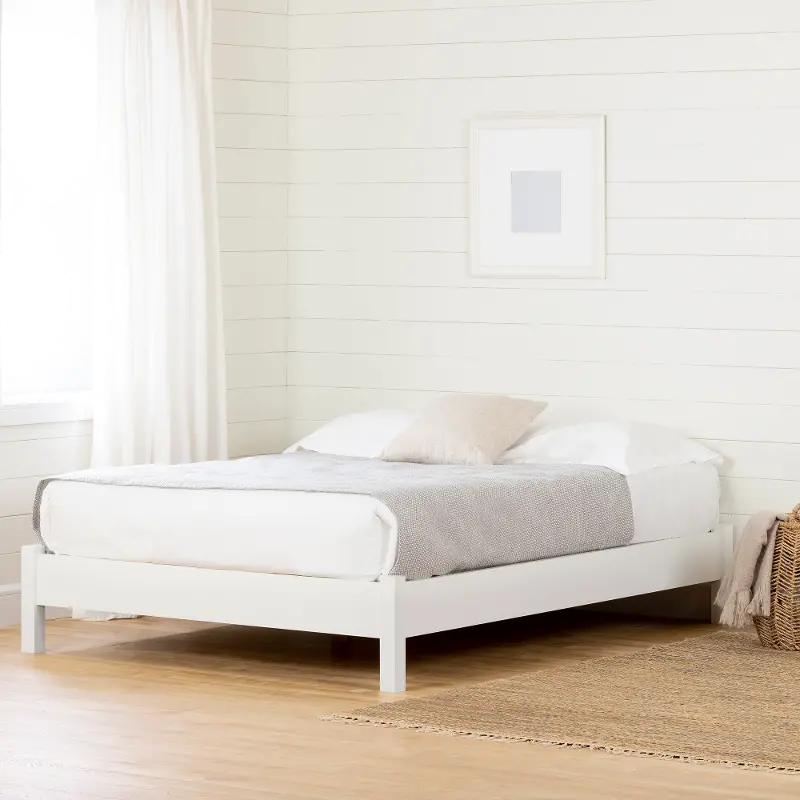 Munich Pure White Platform Bed - South Shore