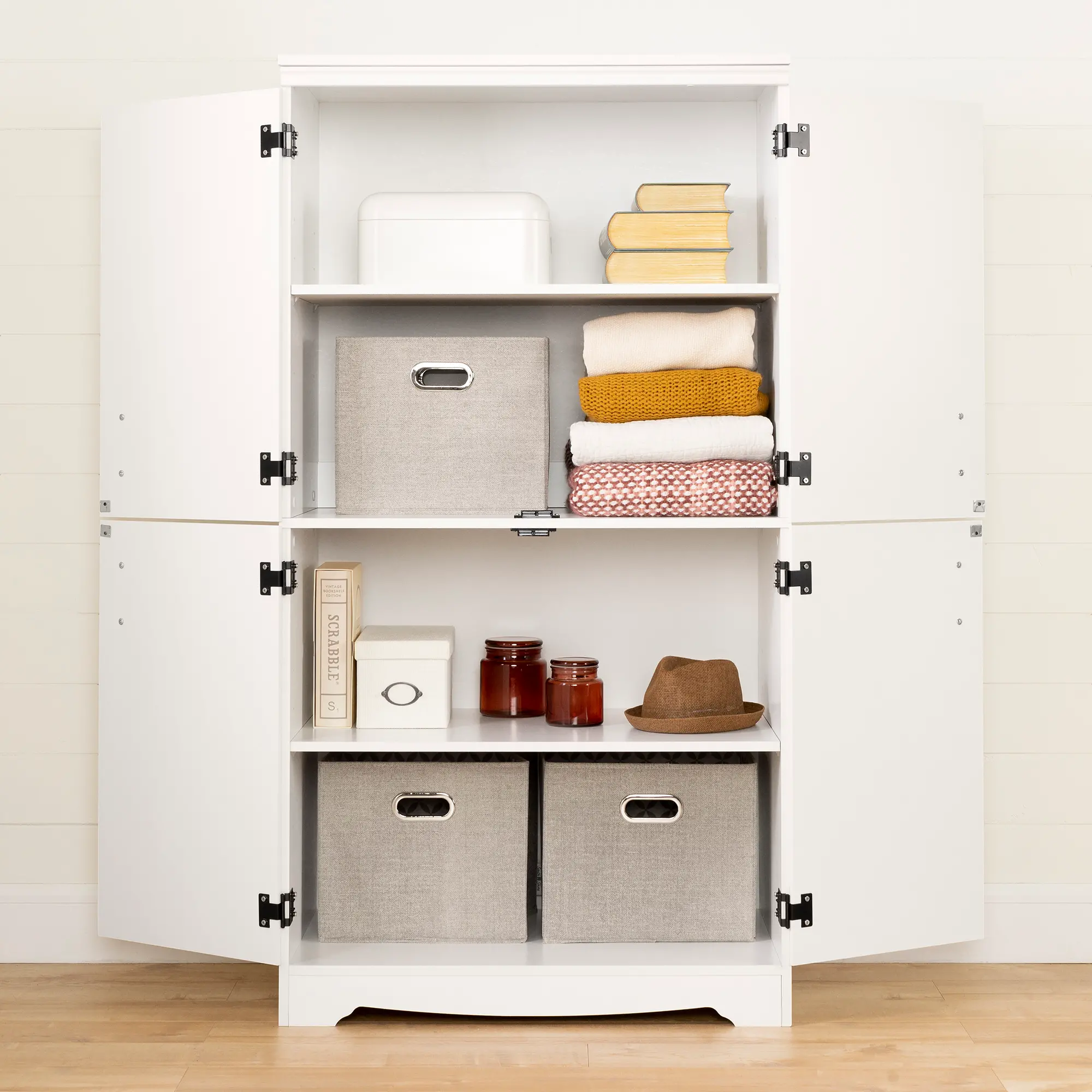 13242 Farnel Pure White 4-Door Storage Cabinet - South Shore-2