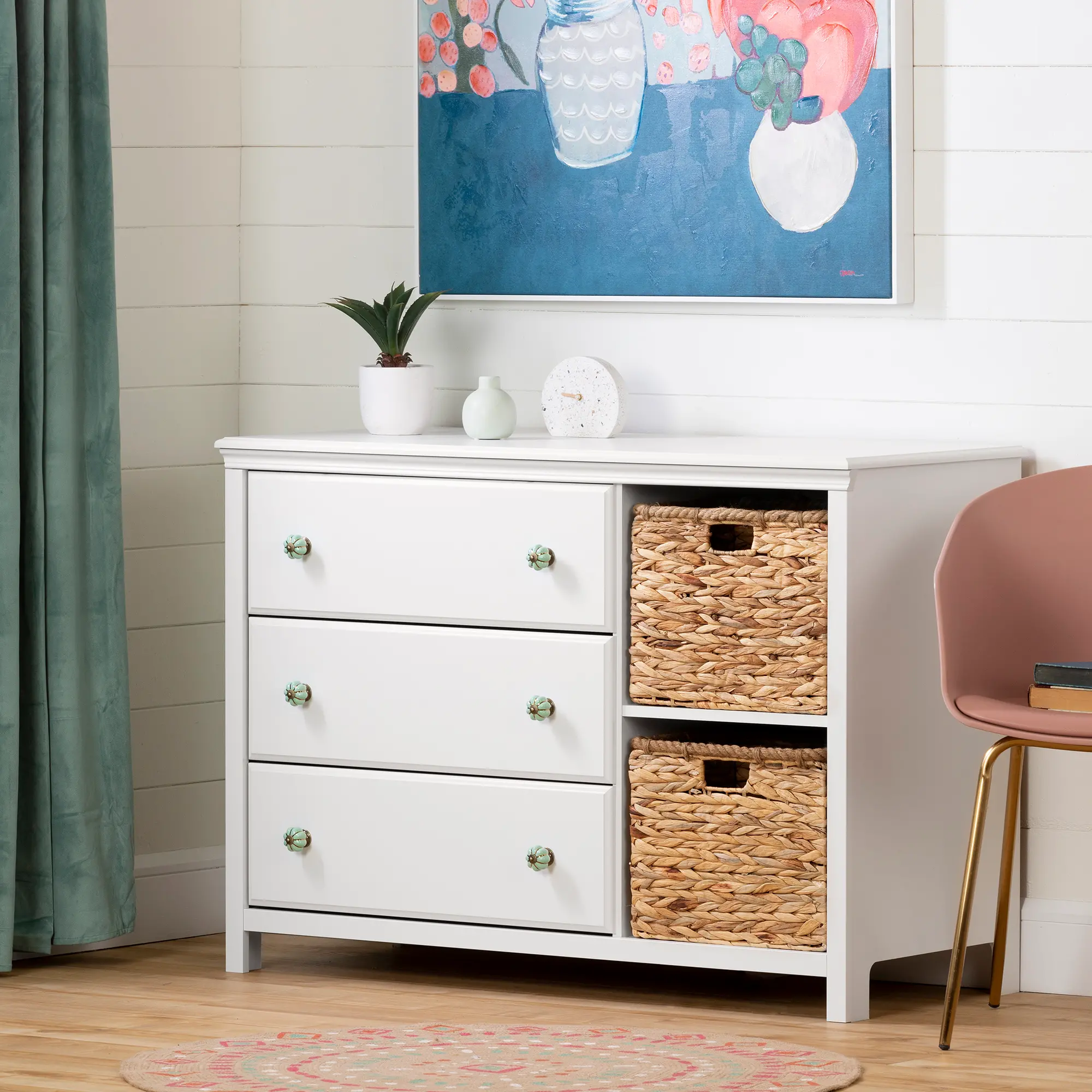12894 Balka Pure White 3-Drawer Dresser - South Shore-2