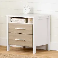 13208 Contemporary Elm and White Nightstand - South Shore