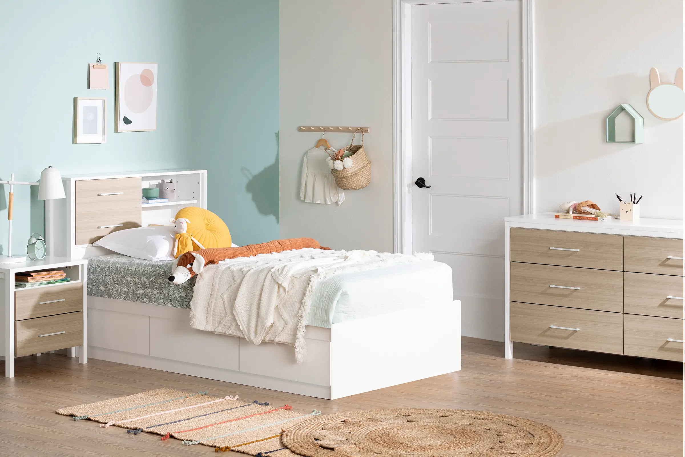 13208 Contemporary Elm and White Nightstand - South Shore-5