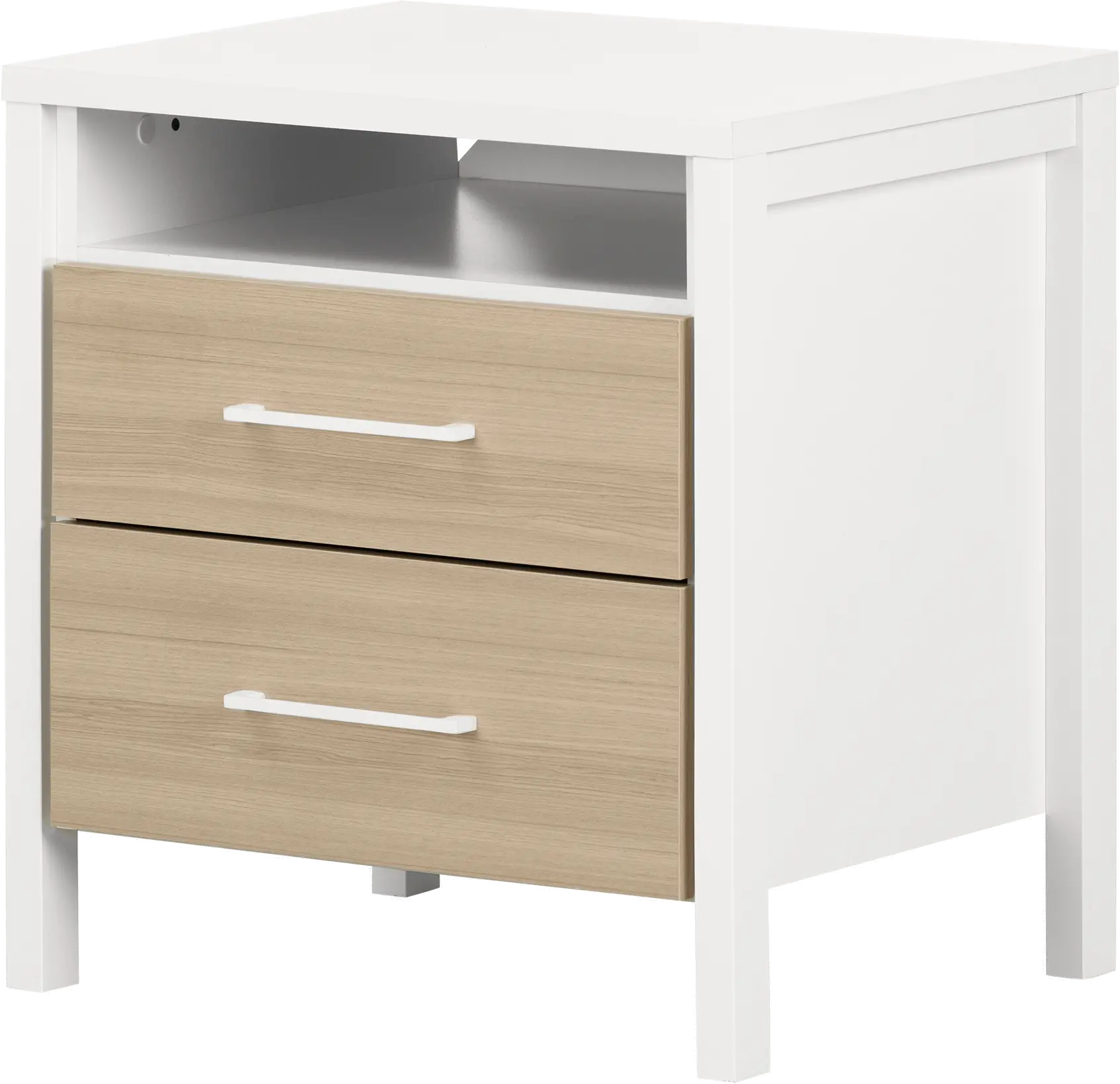13208 Contemporary Elm and White Nightstand - South Shore-1