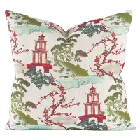 Red, Off White, Blue and Green 20 Inch Tranquility Throw Pillow