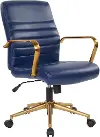 Mid-Back Navy and Gold Faux Leather Office Chair