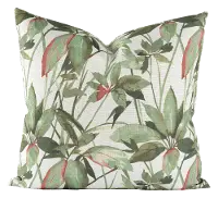 Green and Off White Desert Palm 20 Inch Feather Throw Pillow