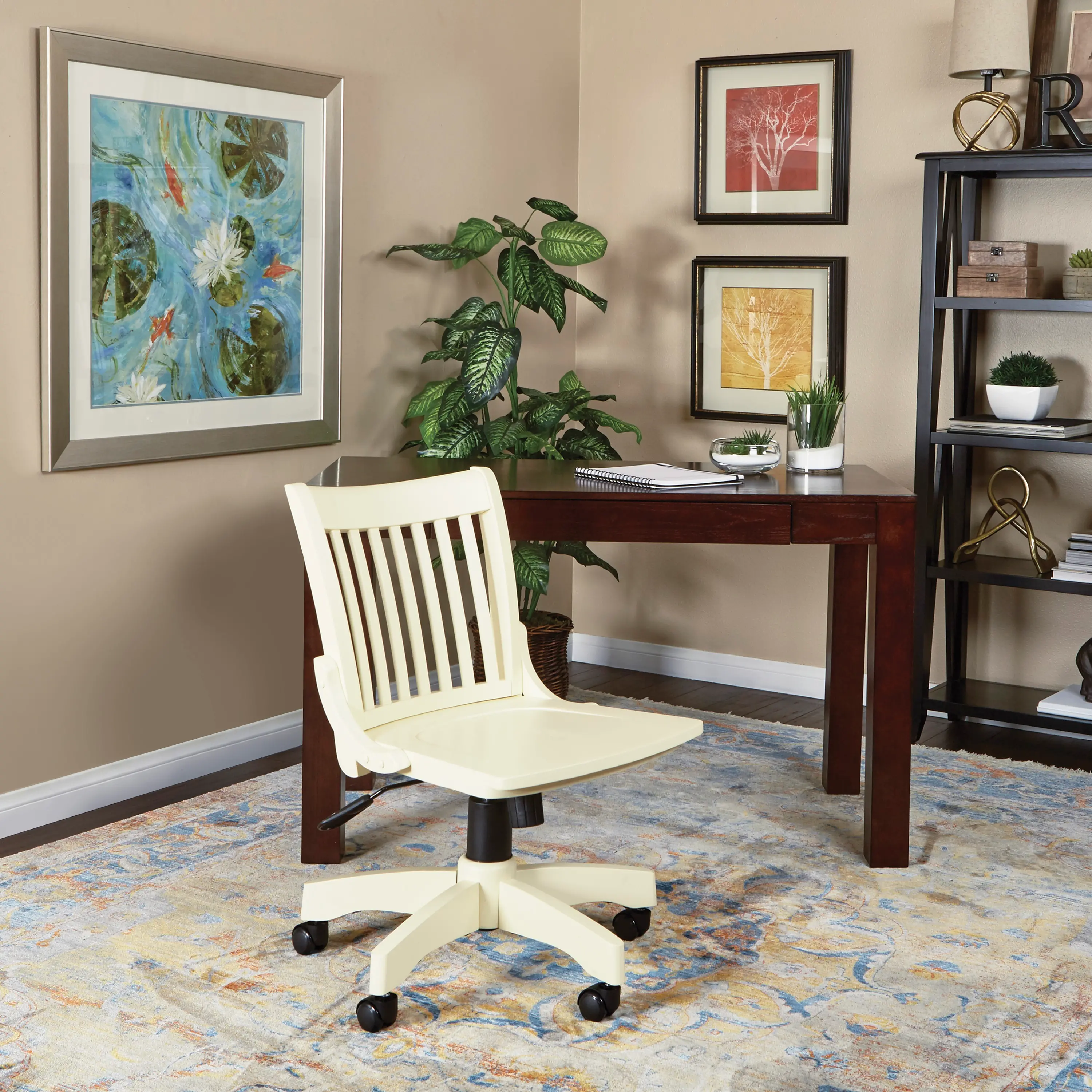 Deluxe Antique White Bankers Chair-2
