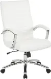 Executive Mid-Back White Faux Leather Office Chair