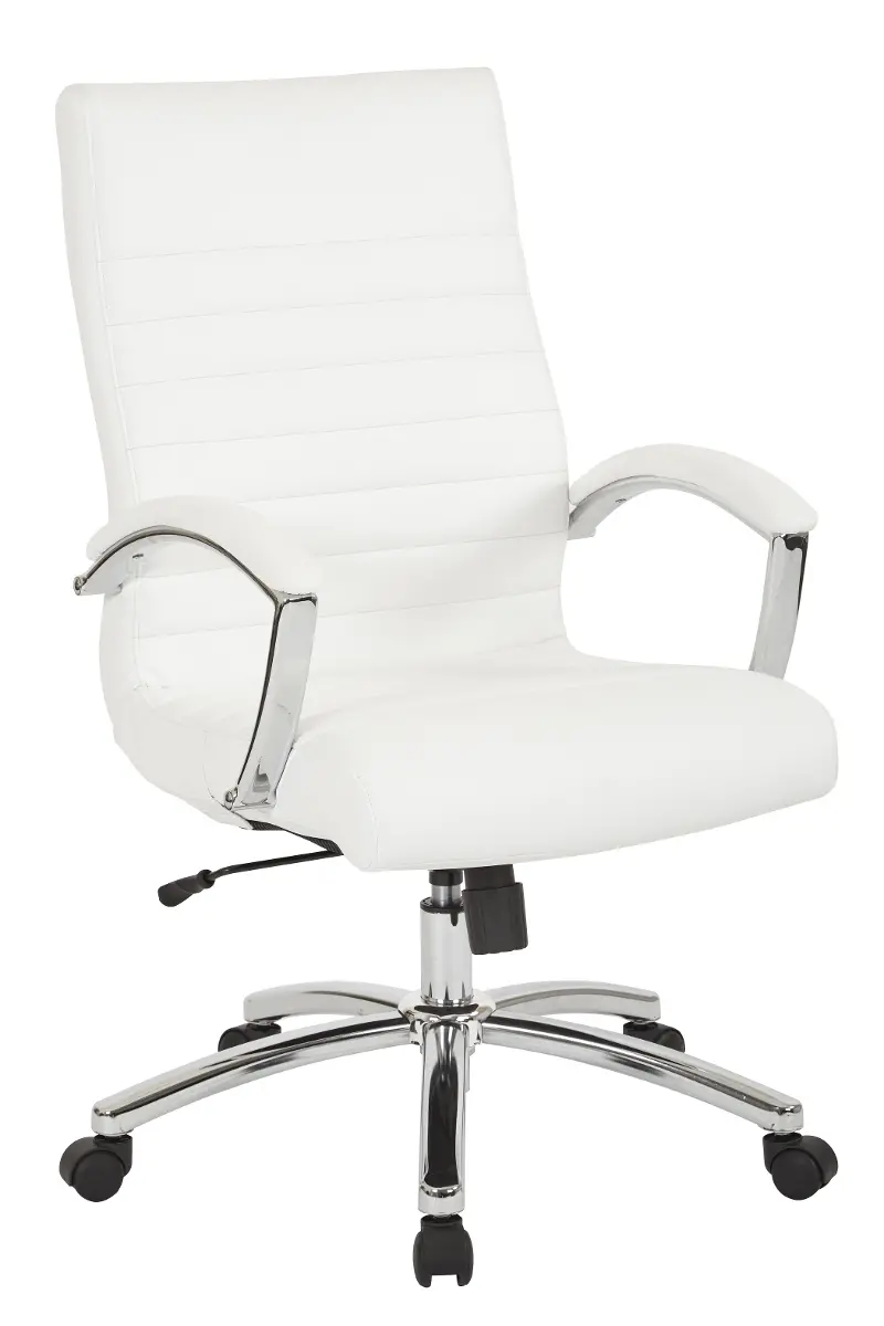 Executive Mid-Back White Faux Leather Office Chair