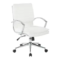 Mid Back White Manager's Chair with Chrome Base