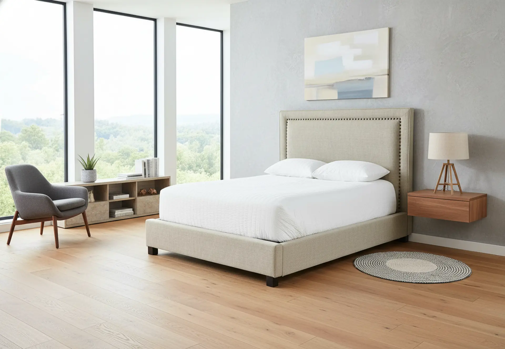 Poppy Natural Queen Upholstered Bed-2