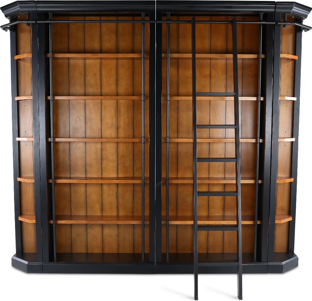 Toulouse Black and Honey 5-Piece Bookcase Wall