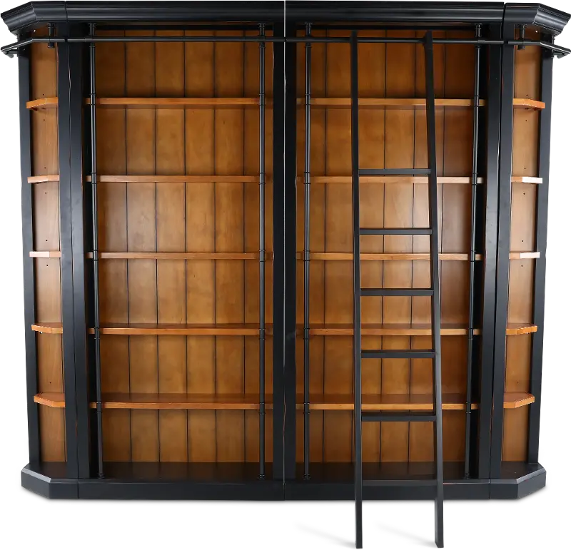 Toulouse Black and Honey 5-Piece Bookcase Wall