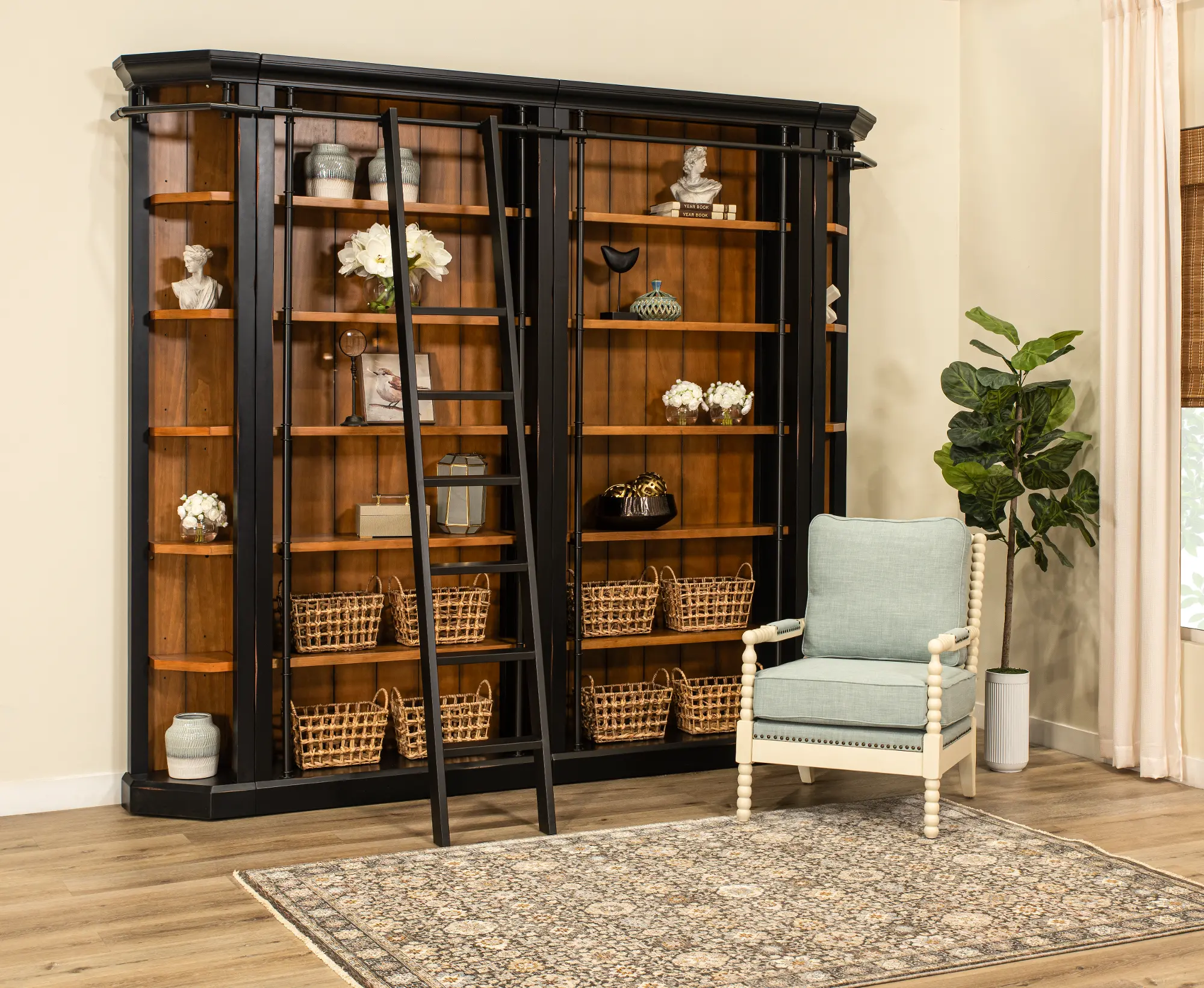 Toulouse Black and Honey 5-Piece Bookcase Wall | RC Willey