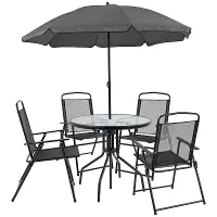 Black 6 Piece Patio Garden Set with Umbrella