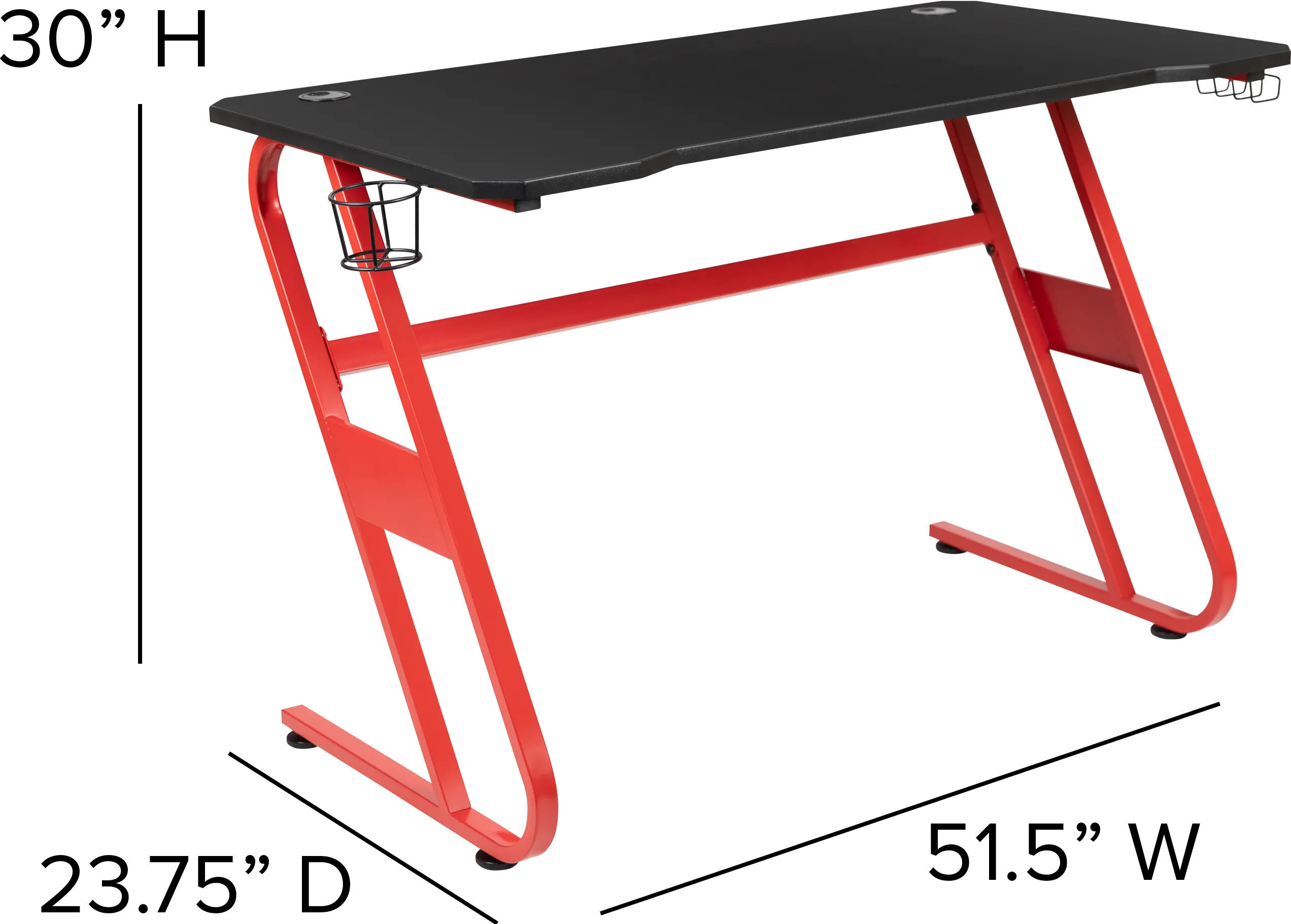 Clifford Red Ergonomic Gaming Desk-3