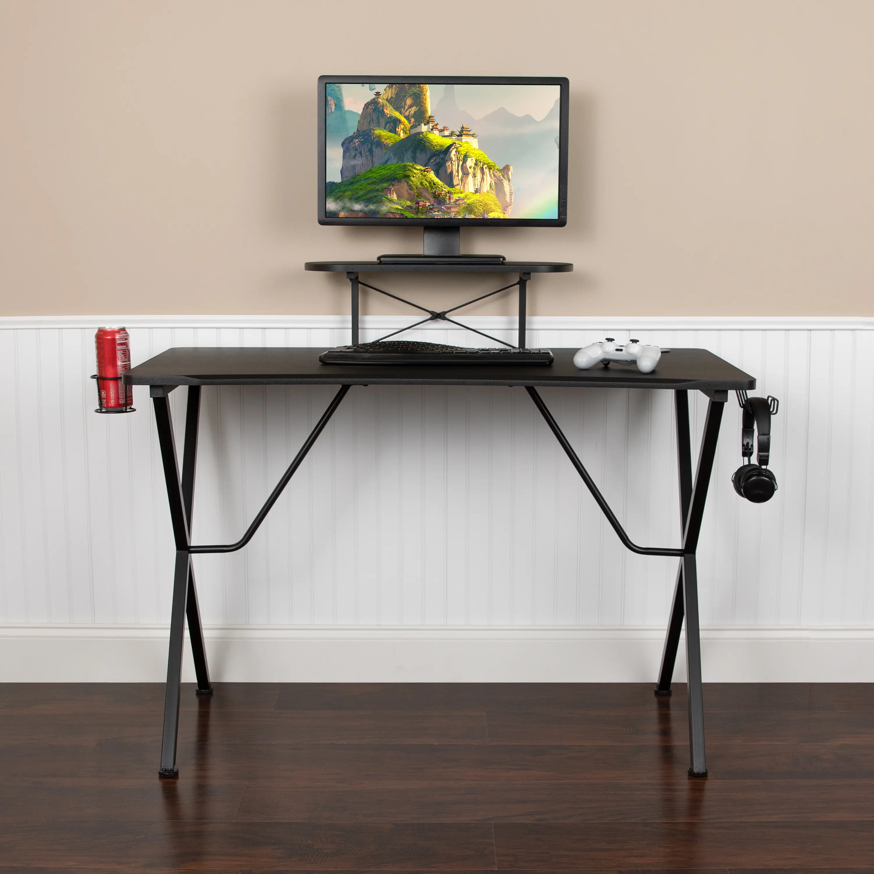 Black Gaming Desk with Monitor Stand-2