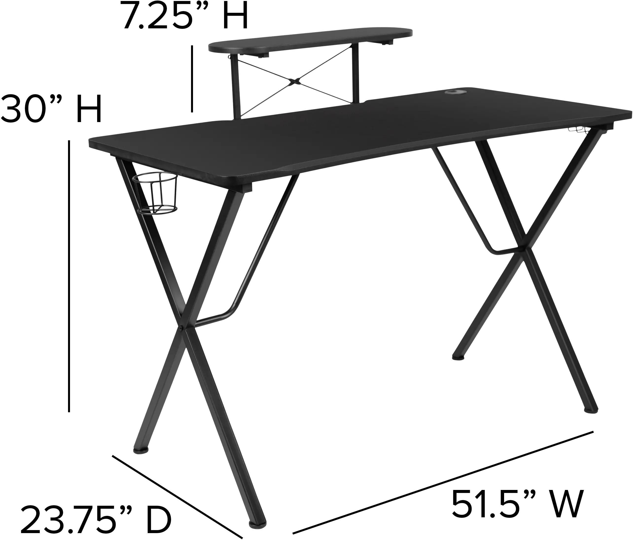 Black Gaming Desk with Monitor Stand-3
