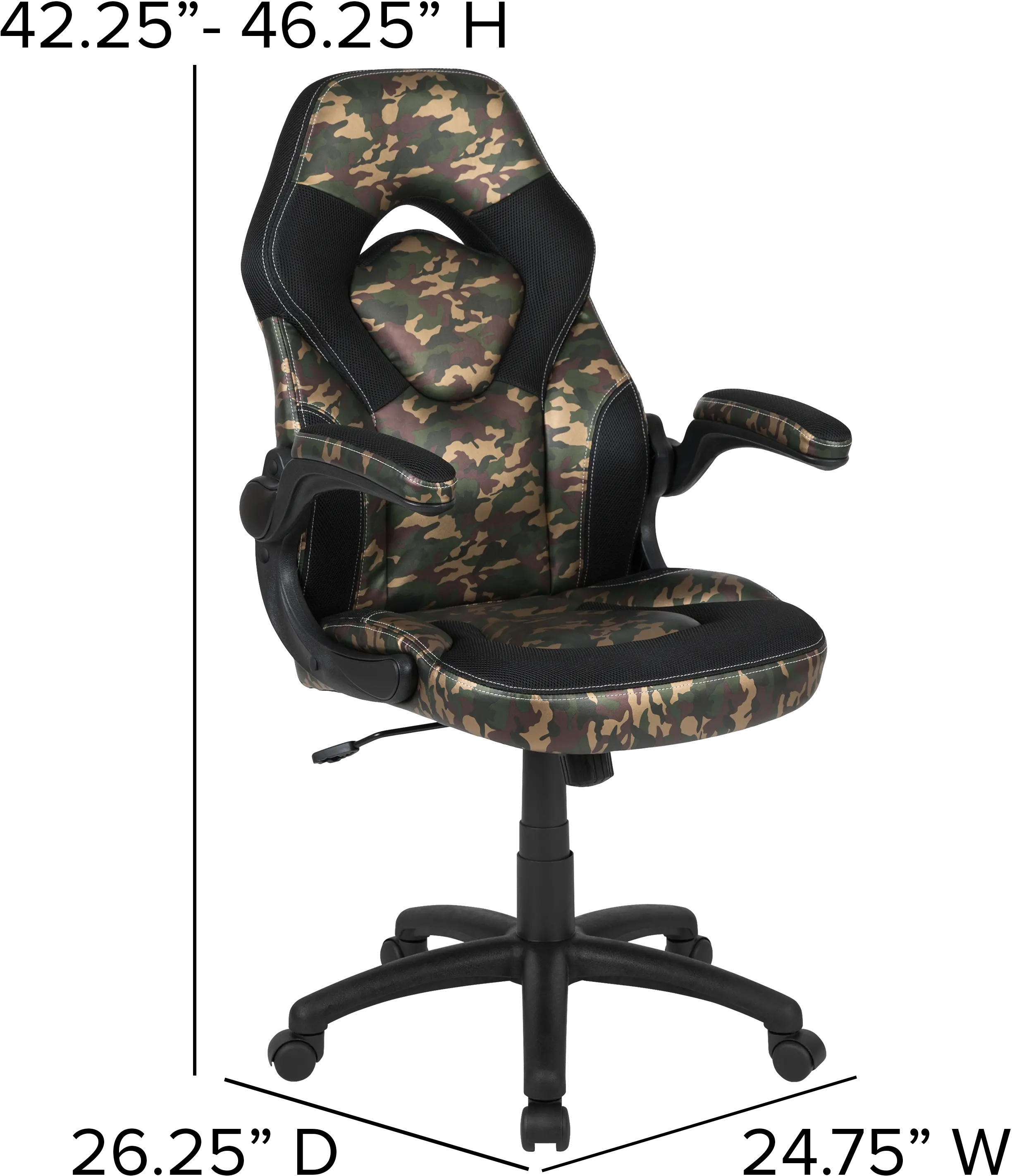 X10 Camouflage and Black Gaming Swivel Chair-3