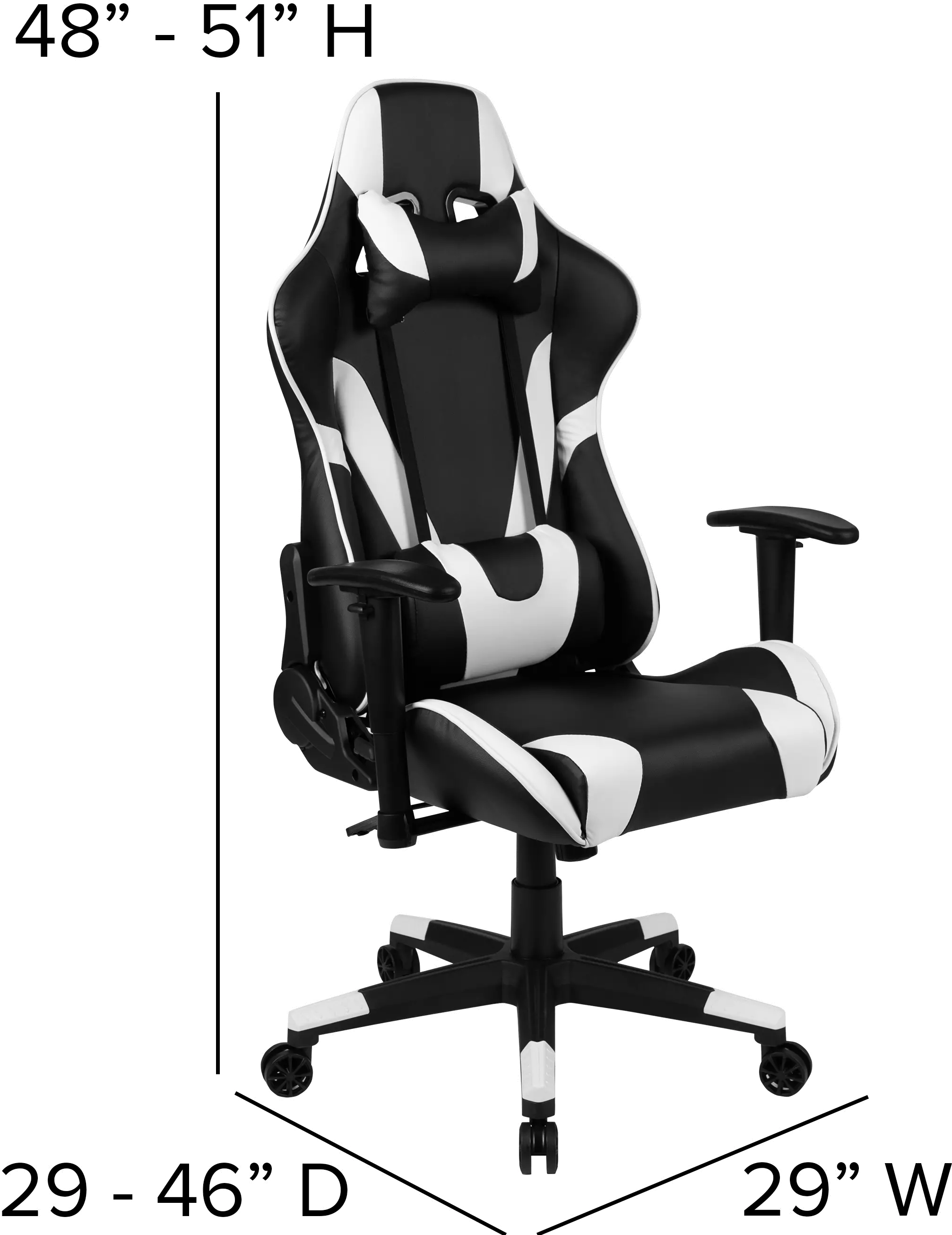 X20 White and Black Gaming Swivel Chair-3
