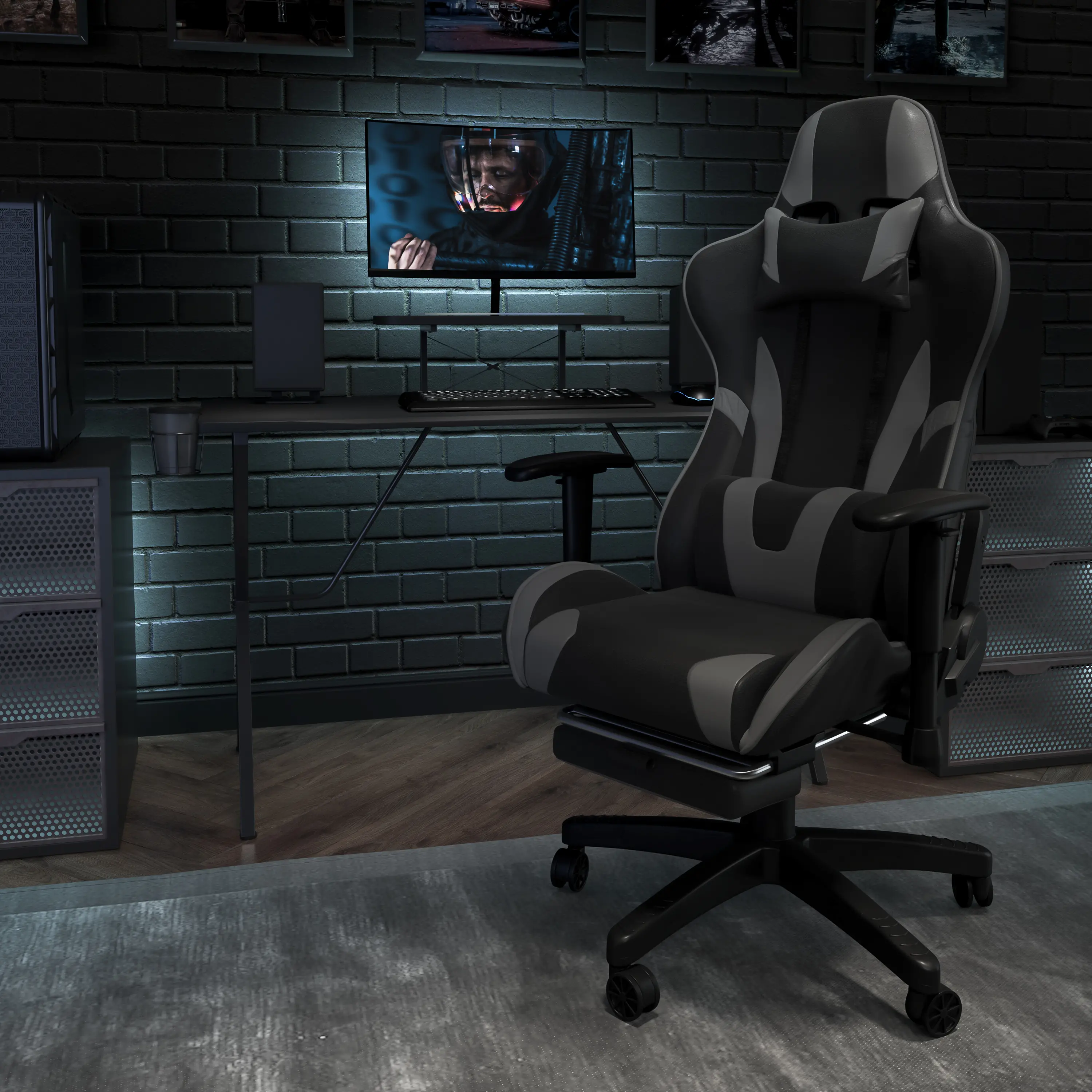 X20 Gray and Black Gaming Swivel Chair-2