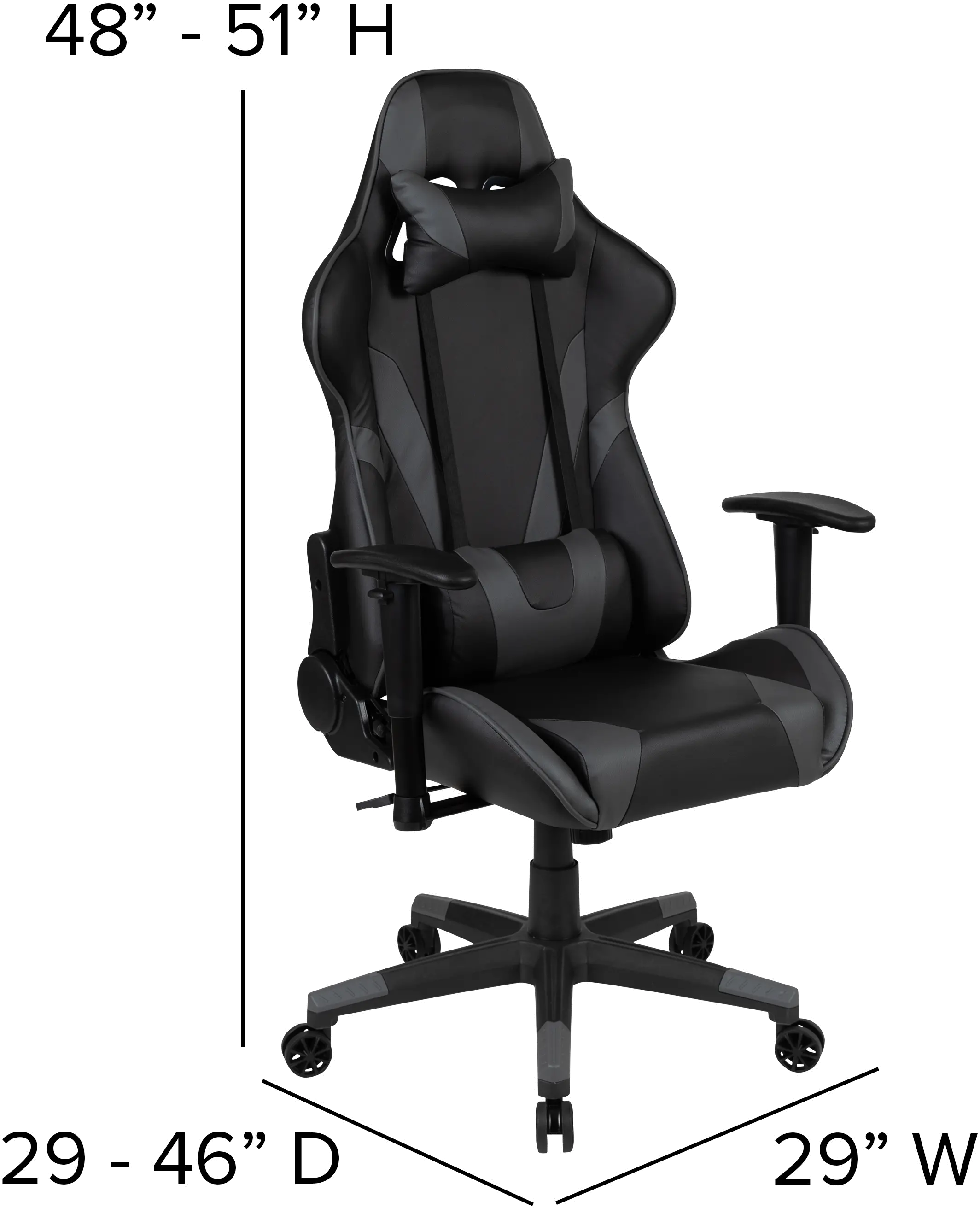 X20 Gray and Black Gaming Swivel Chair-3