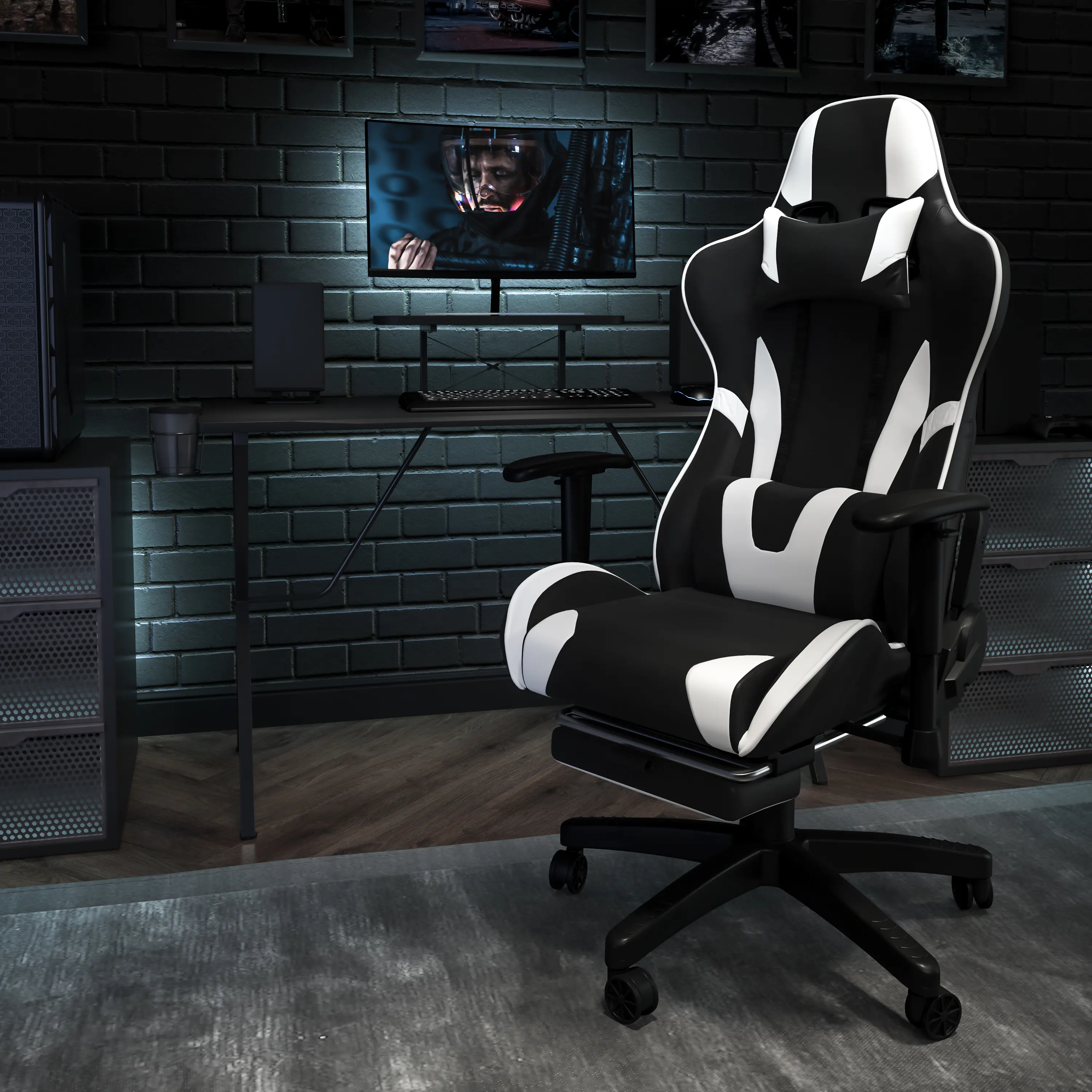 X30 White and Black Gaming Swivel Chair-2