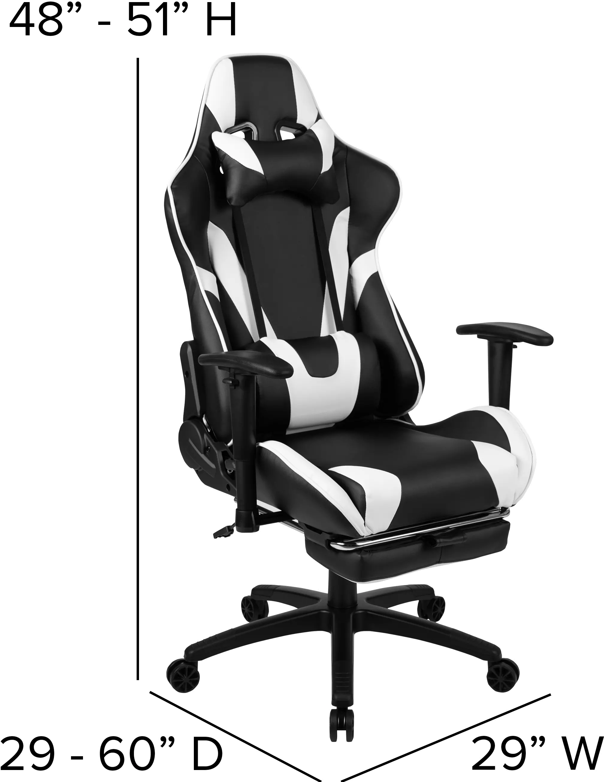 X30 White and Black Gaming Swivel Chair-3