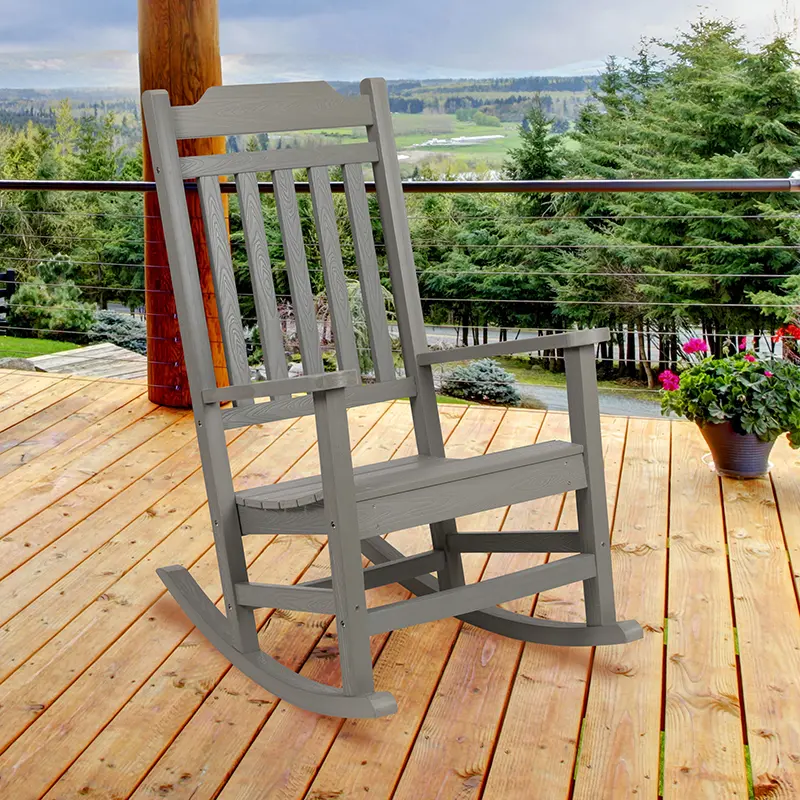 All-Weather Gray Rocking Chair-2