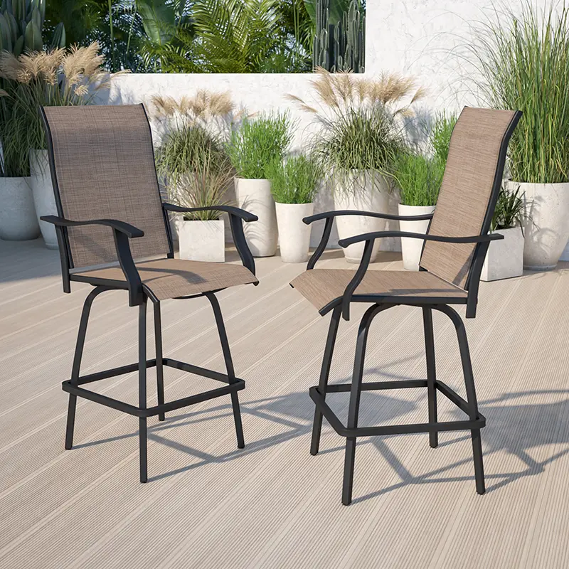 Wren Brown Bar Height Patio Stools, Set of 2-2