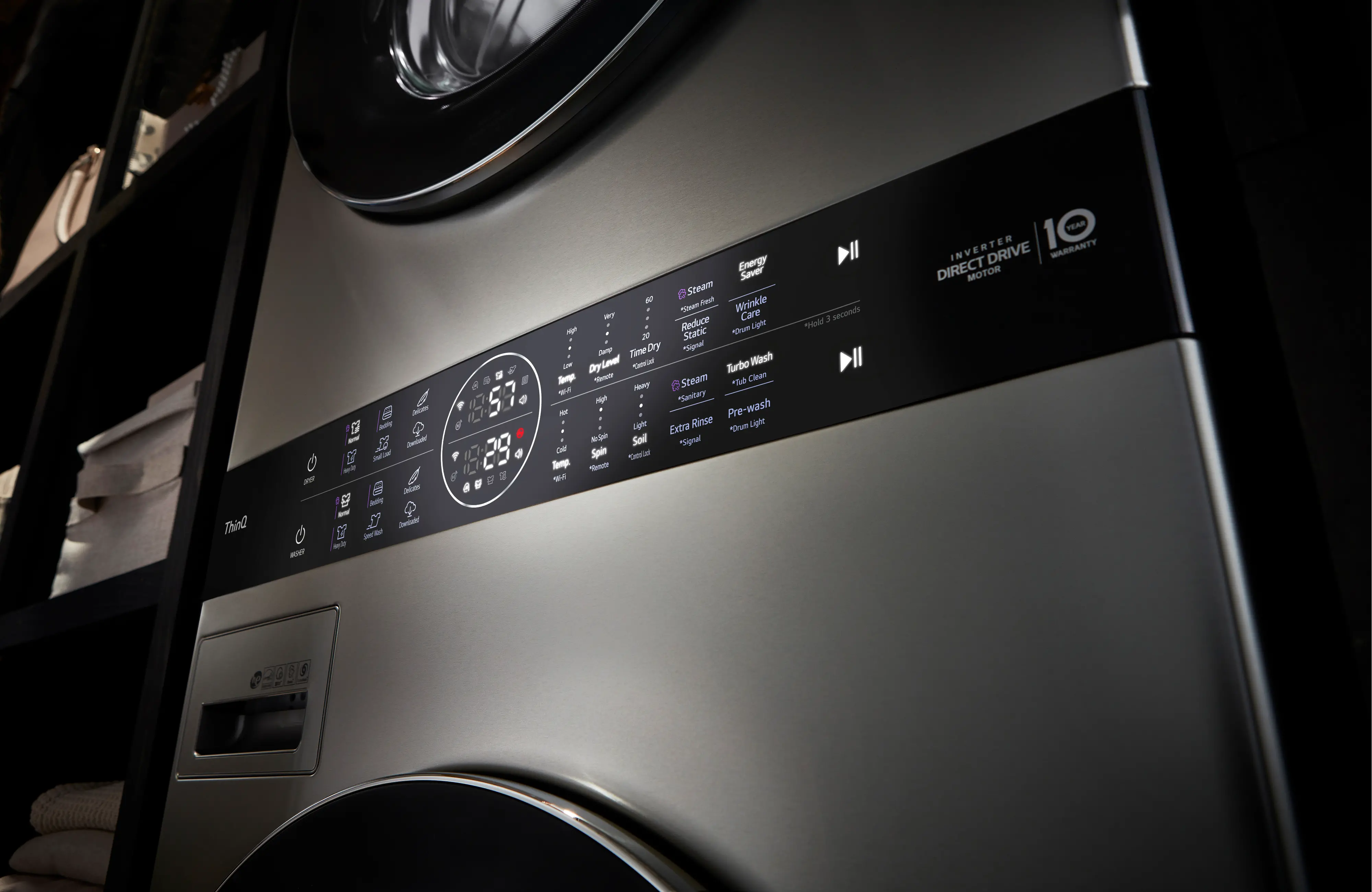 WSEX200HNA LG Studio Single Unit Front Load WashTower with Center Control 5 cu ft Washer and 7.4 cu ft Electric Dryer - Stainless Steel-5