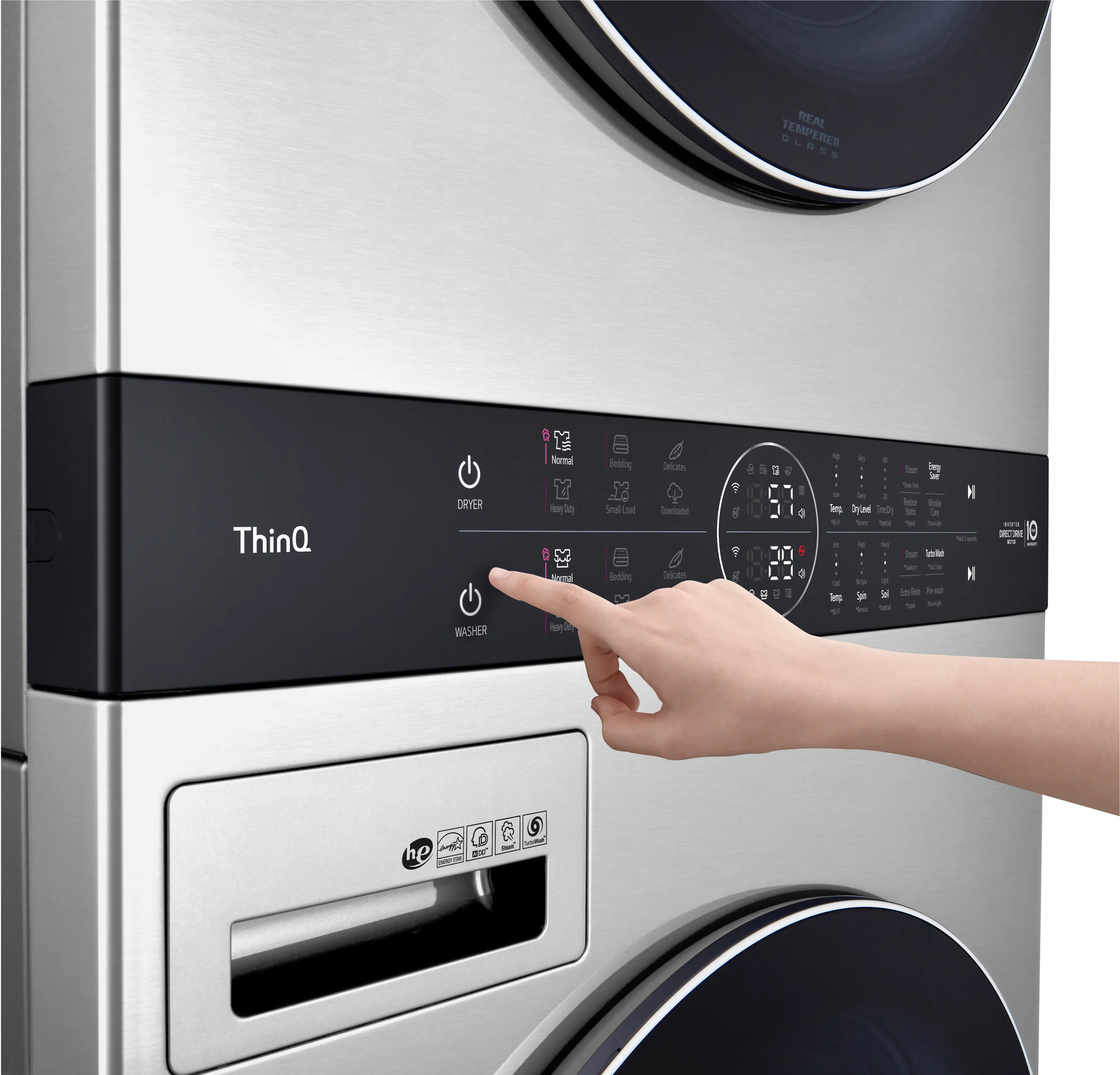 WSEX200HNA LG Studio Single Unit Front Load WashTower with Center Control 5 cu ft Washer and 7.4 cu ft Electric Dryer - Stainless Steel-6