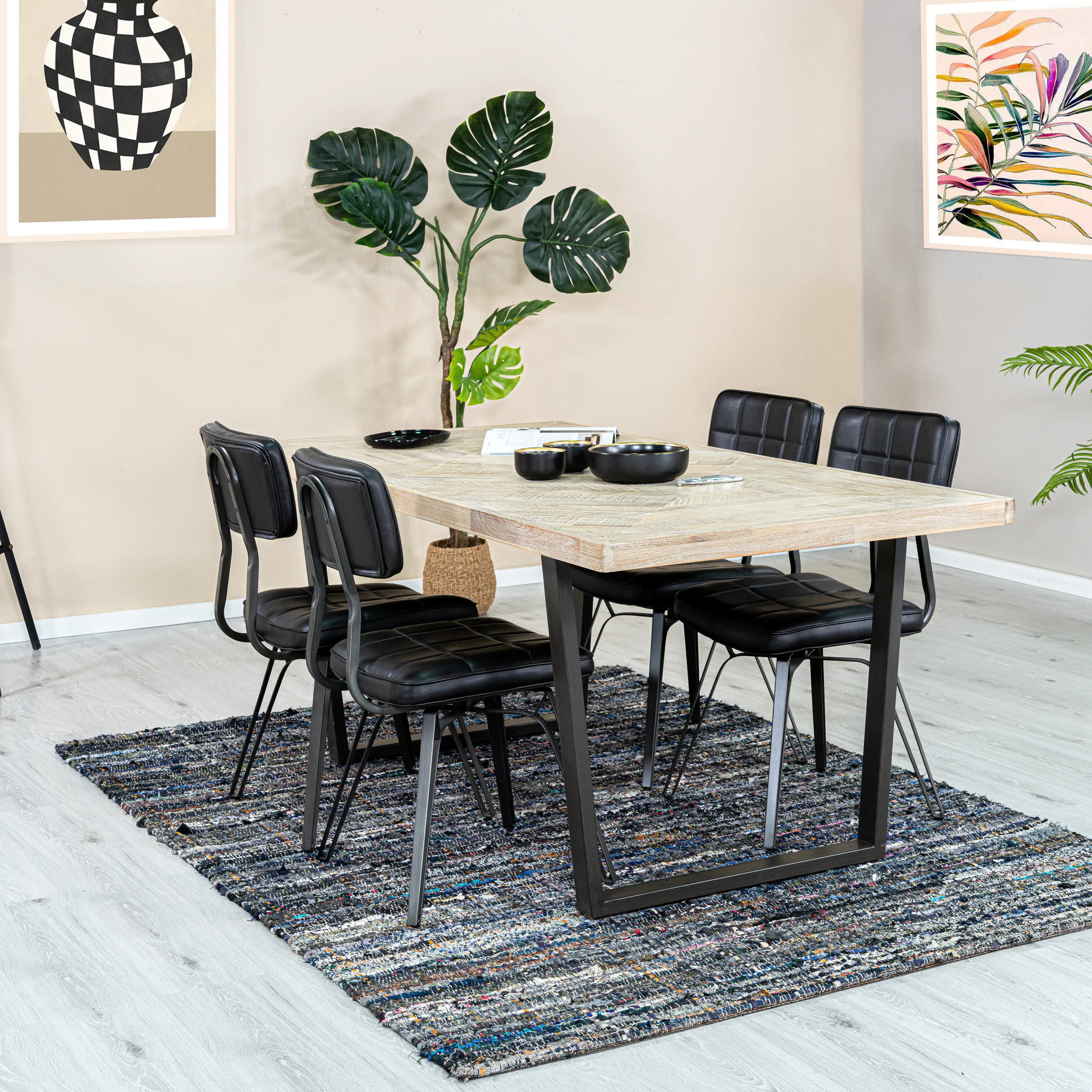 Luna Natural 5 Piece Dining Room Set-3
