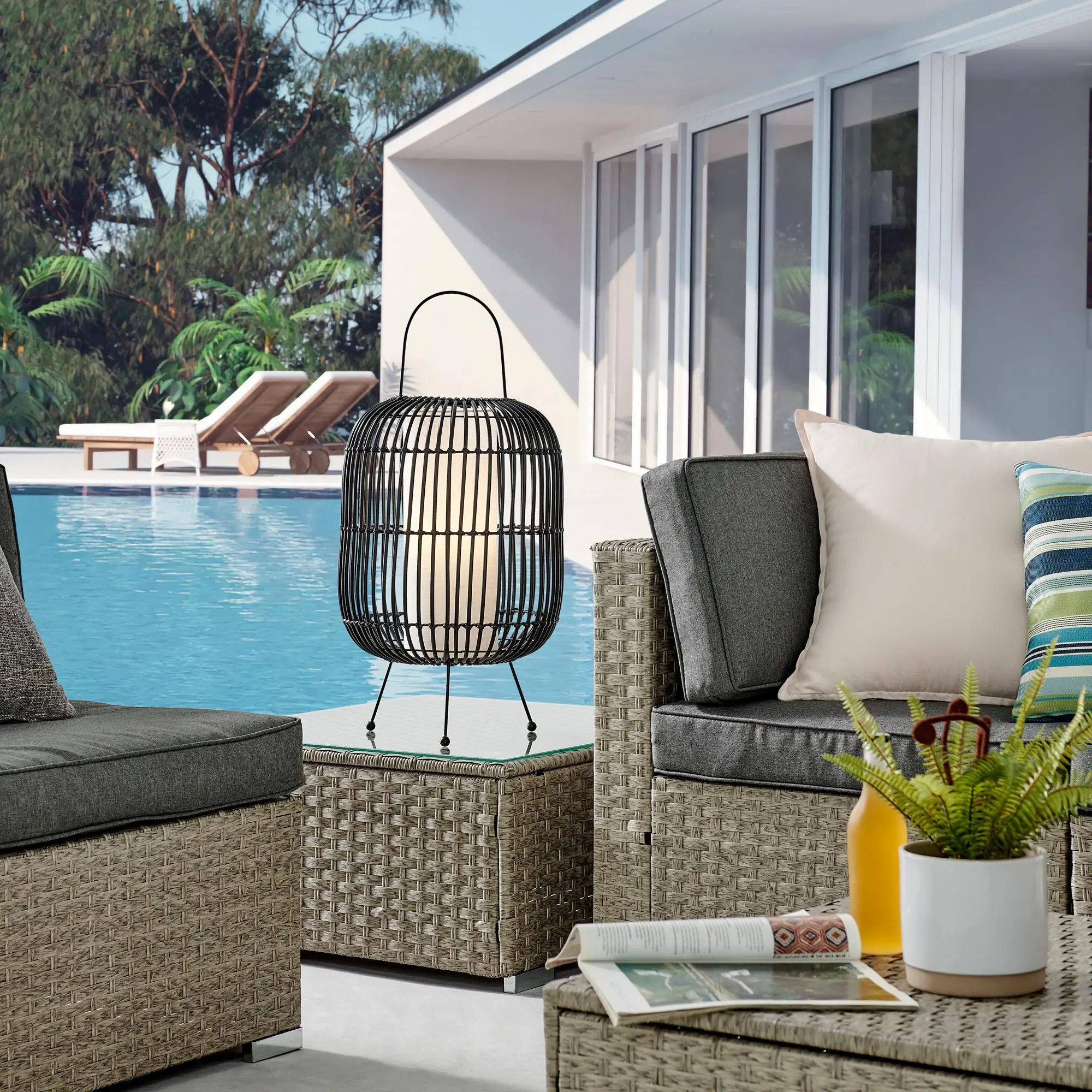 Bree Black Outdoor Cordless Table Lamp with Rechargeable Bulb-2