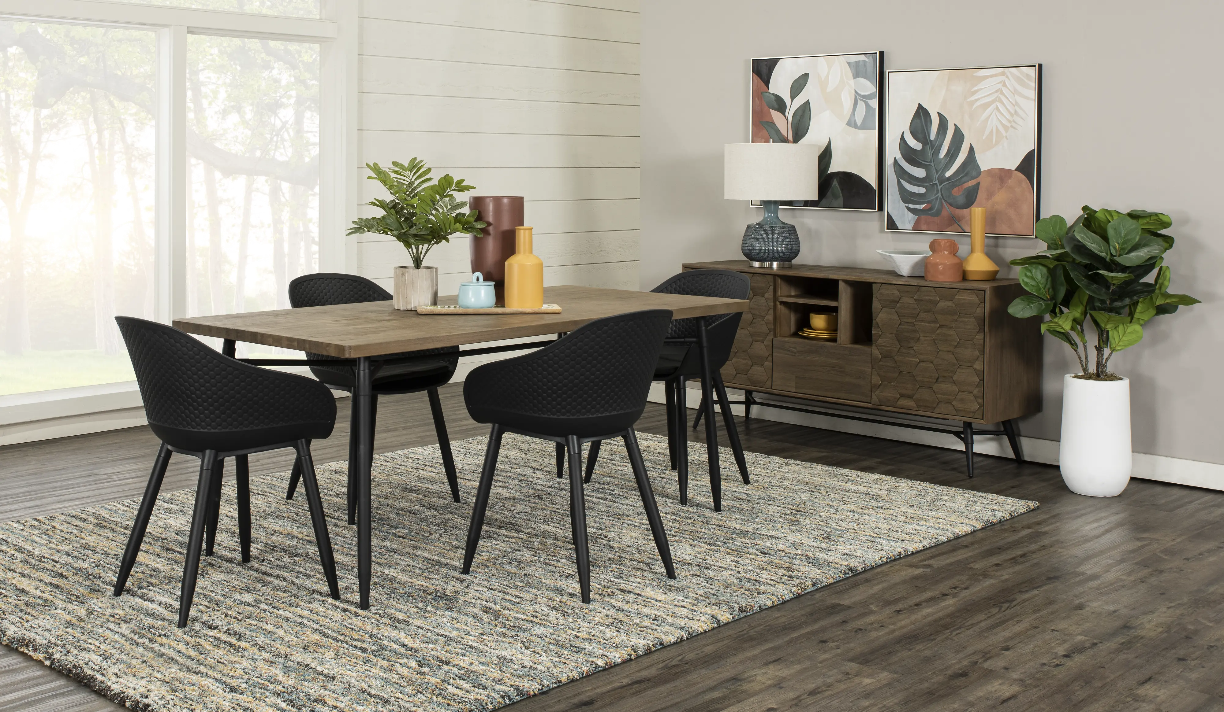 Testa Black 5 Piece Dining Room Set-2