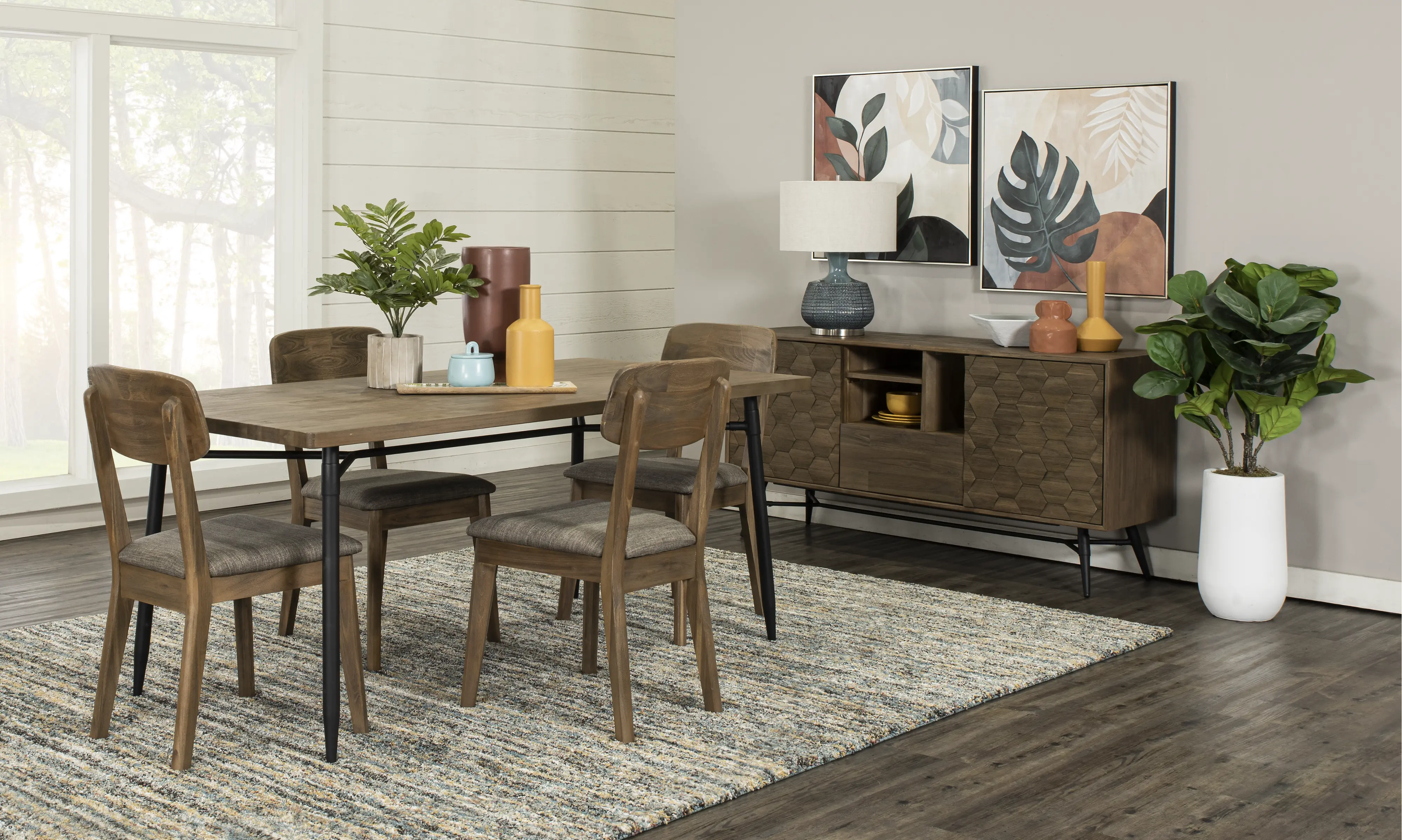 Testa Brown 5 Piece Dining Room Set with Wood Chairs-1