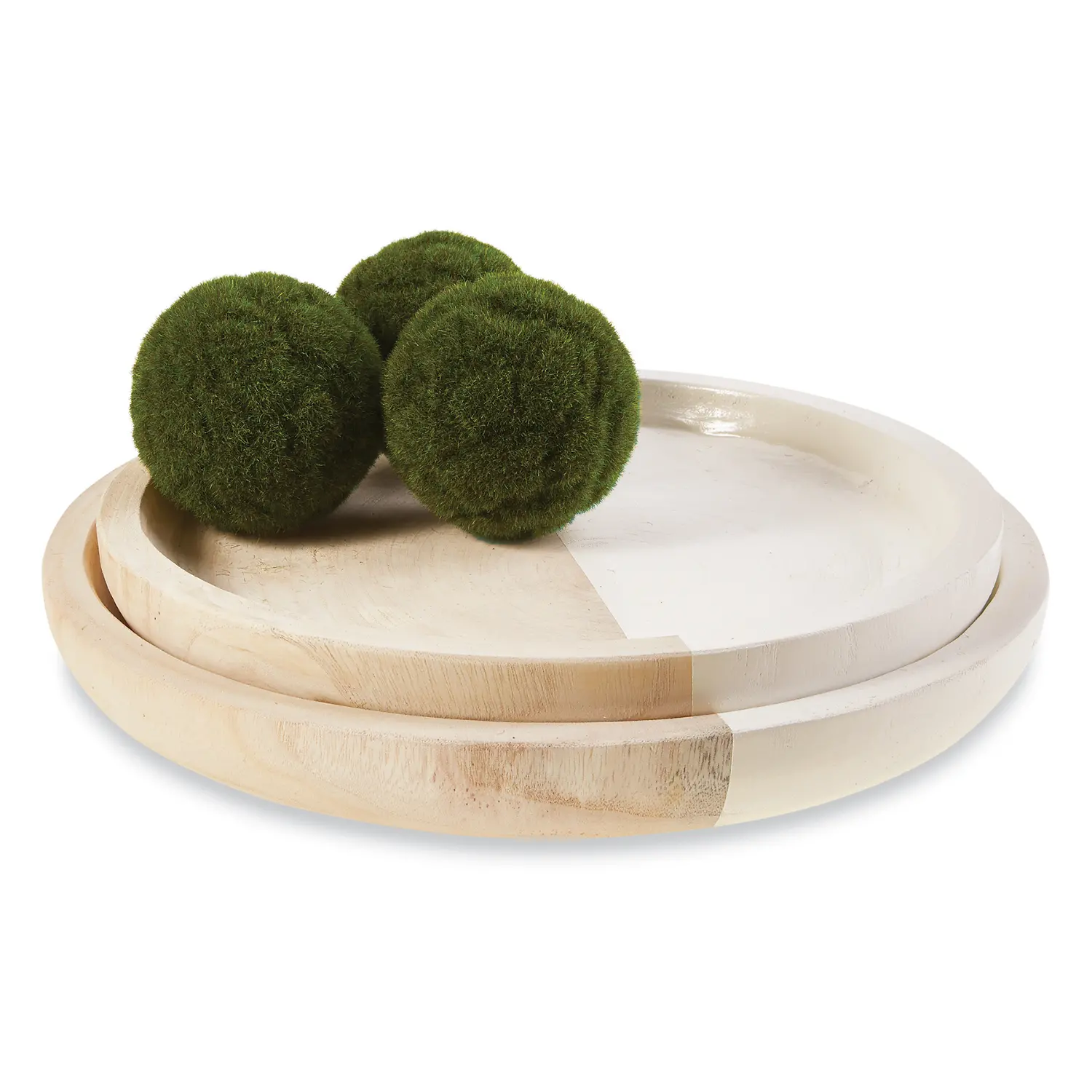 16  Round Contrast White Hand Painted Tray-1