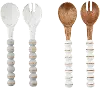 Assorted Wood Beaded Gray or Brown Serving Utensil Set