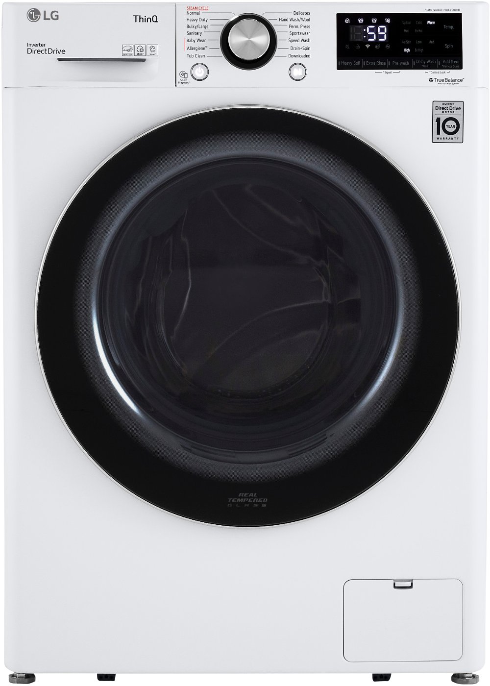 LG Smart Compact Front Load Washer with Built-In Intelligence - 2.4 cu.ft. White