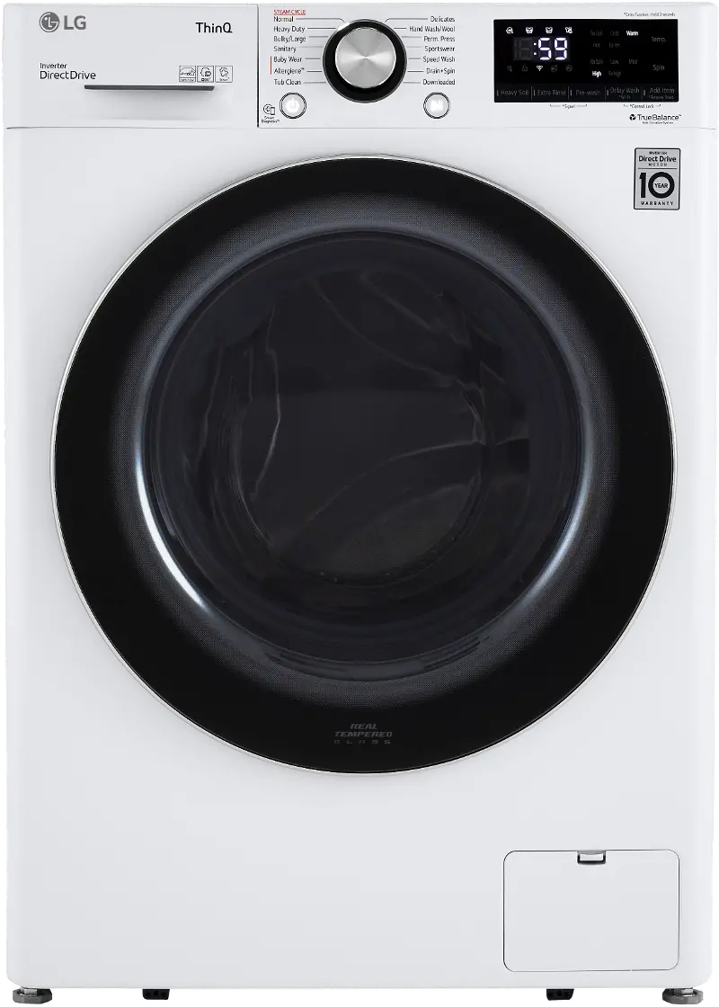 LG Smart Compact Front Load Washer with Built-In Intelligence - 2.4 cu.ft. White