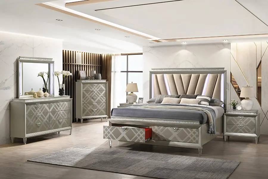 Radiant Platinum 4 Piece California King Bedroom Set-2