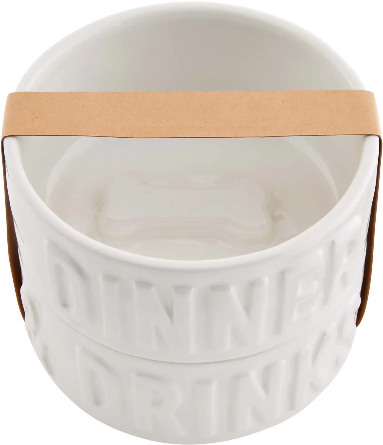 White Dinner and Drinks Ceramic Pet Bowls (Set of 2)-1