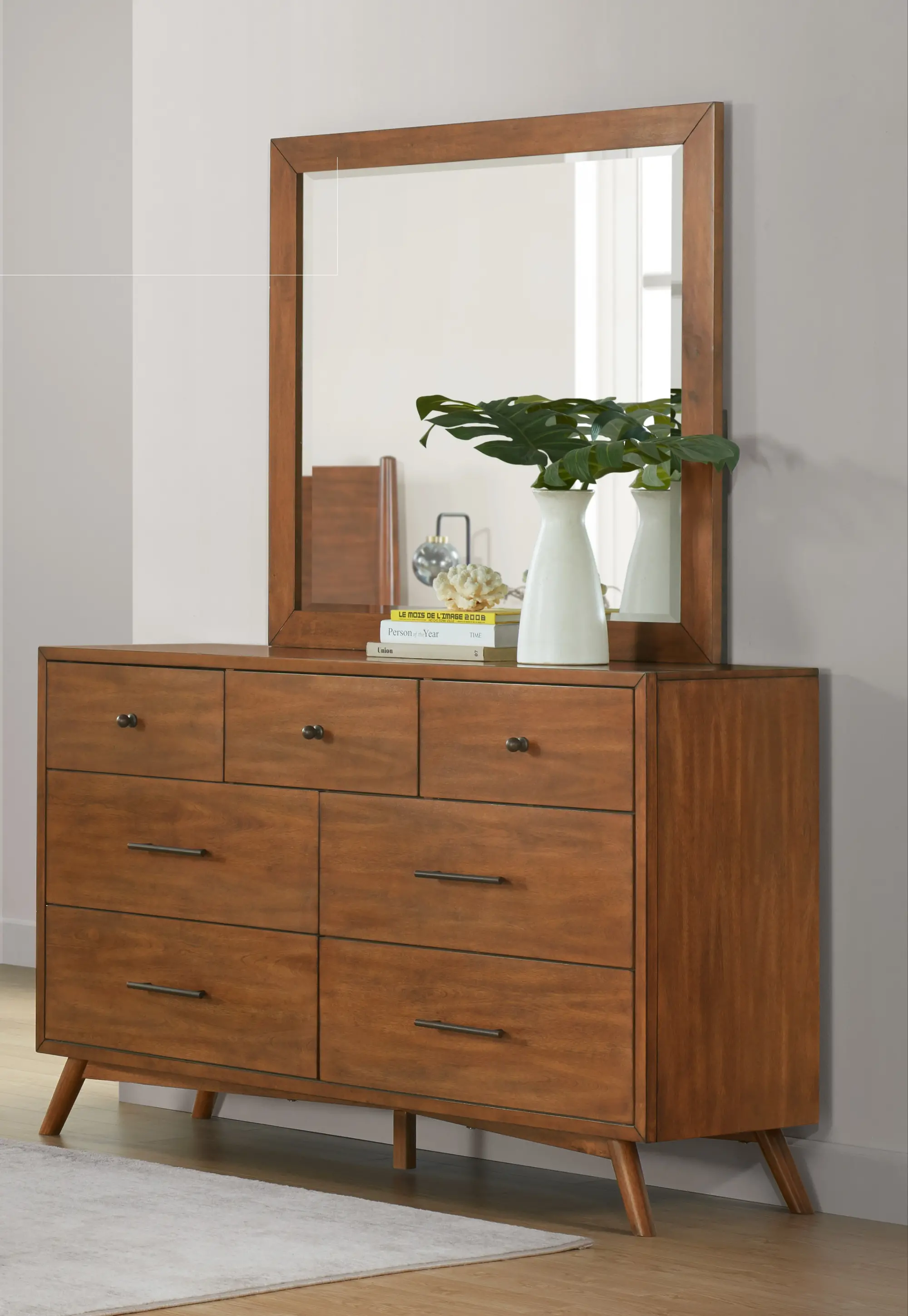 brown mid century modern dresser Lola Mid Century Modern Walnut Dresser with 6 Drawers – Luna Furniture