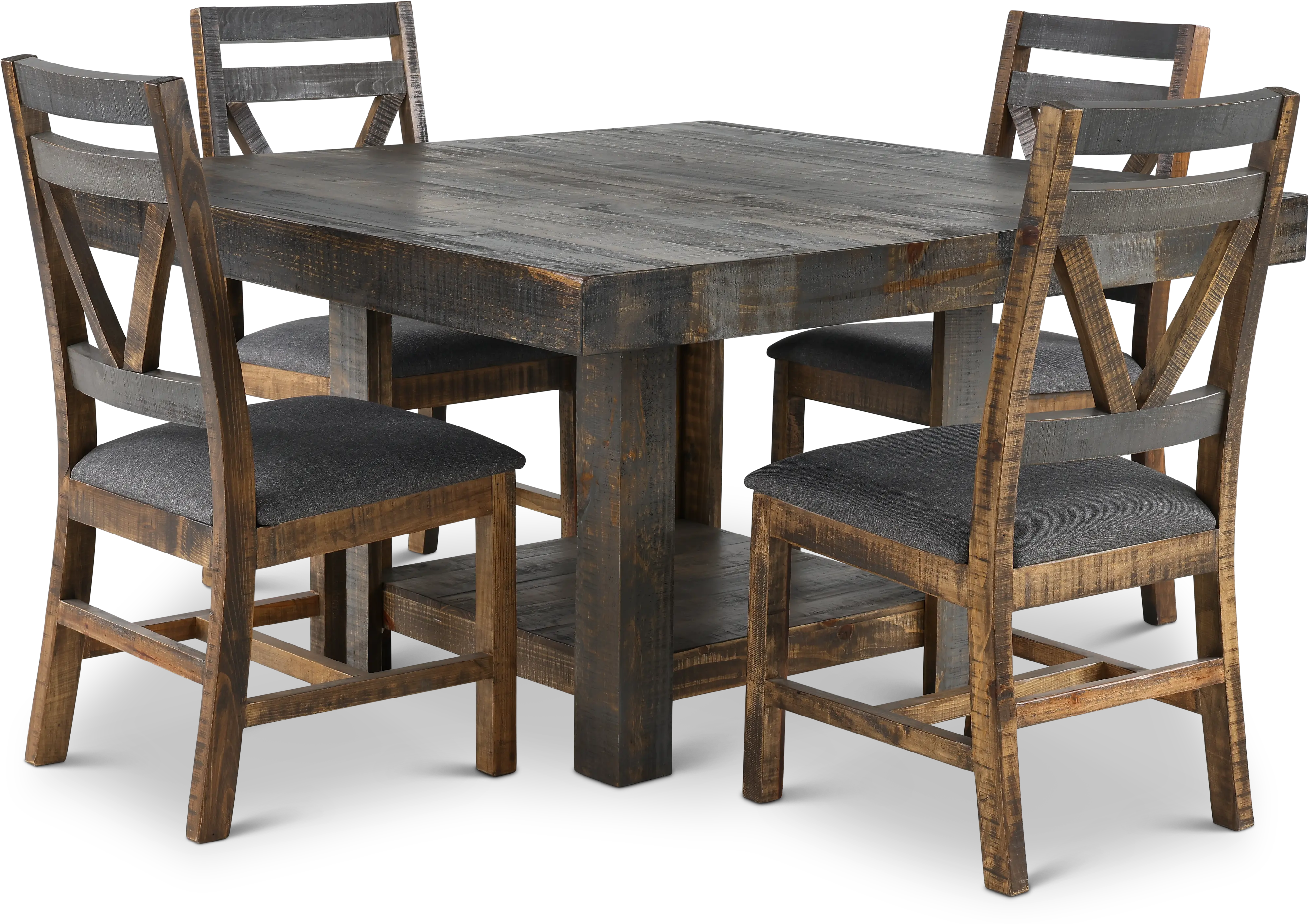 Loft Rustic Pine 5 Piece Dining Set-1