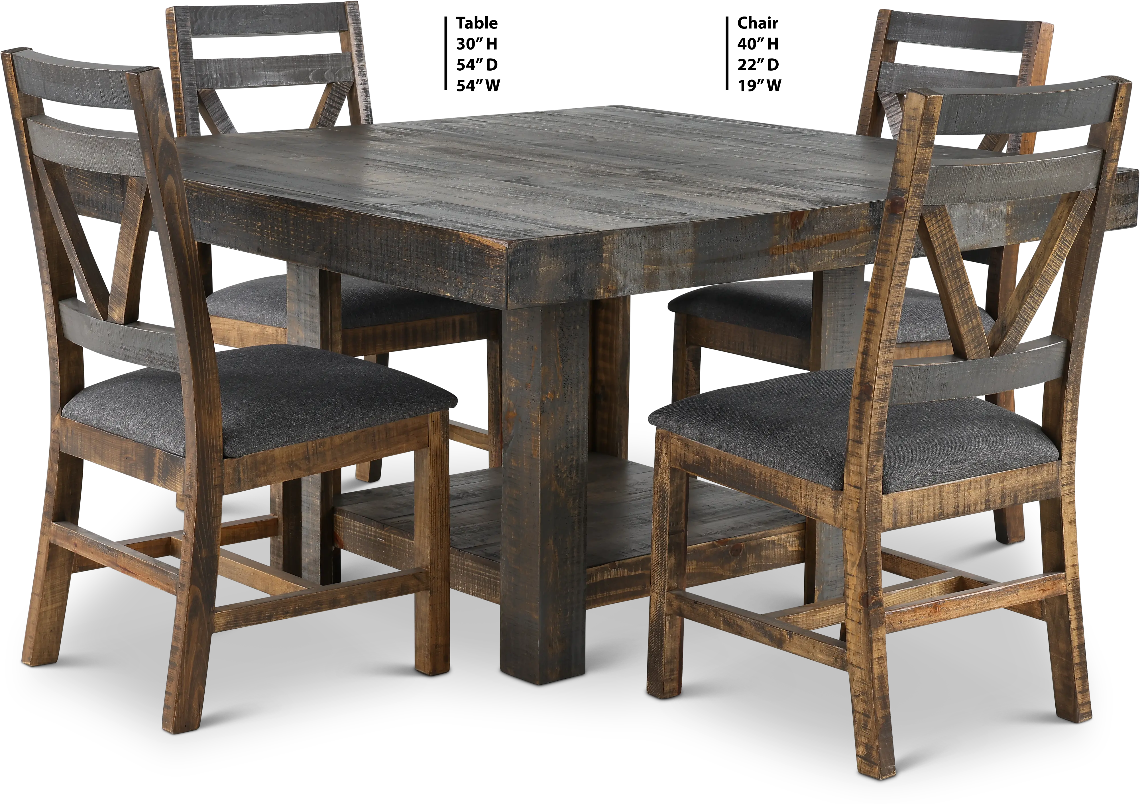 Loft Rustic Pine 5 Piece Dining Set-3