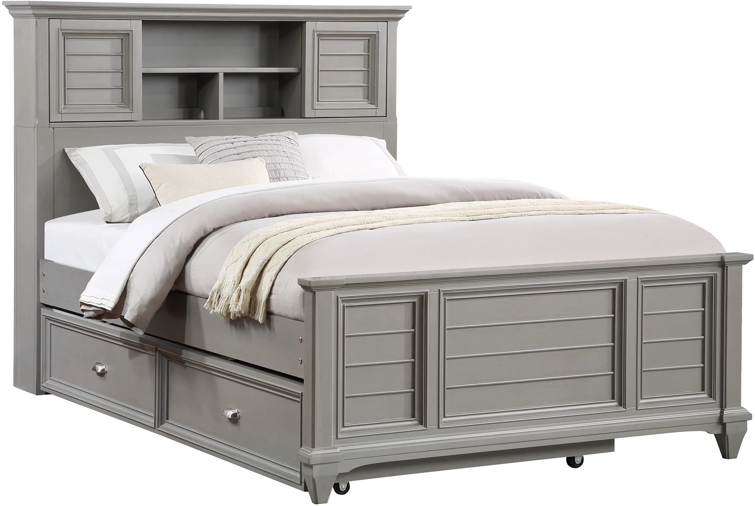 Harbor Hut Gray Full Bookcase Bed with Trundle-2