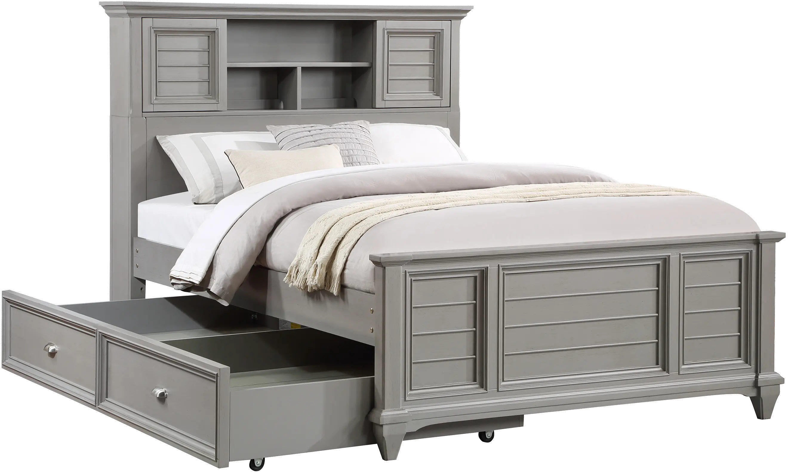 Harbor Hut Gray Full Bookcase Bed with Trundle-4