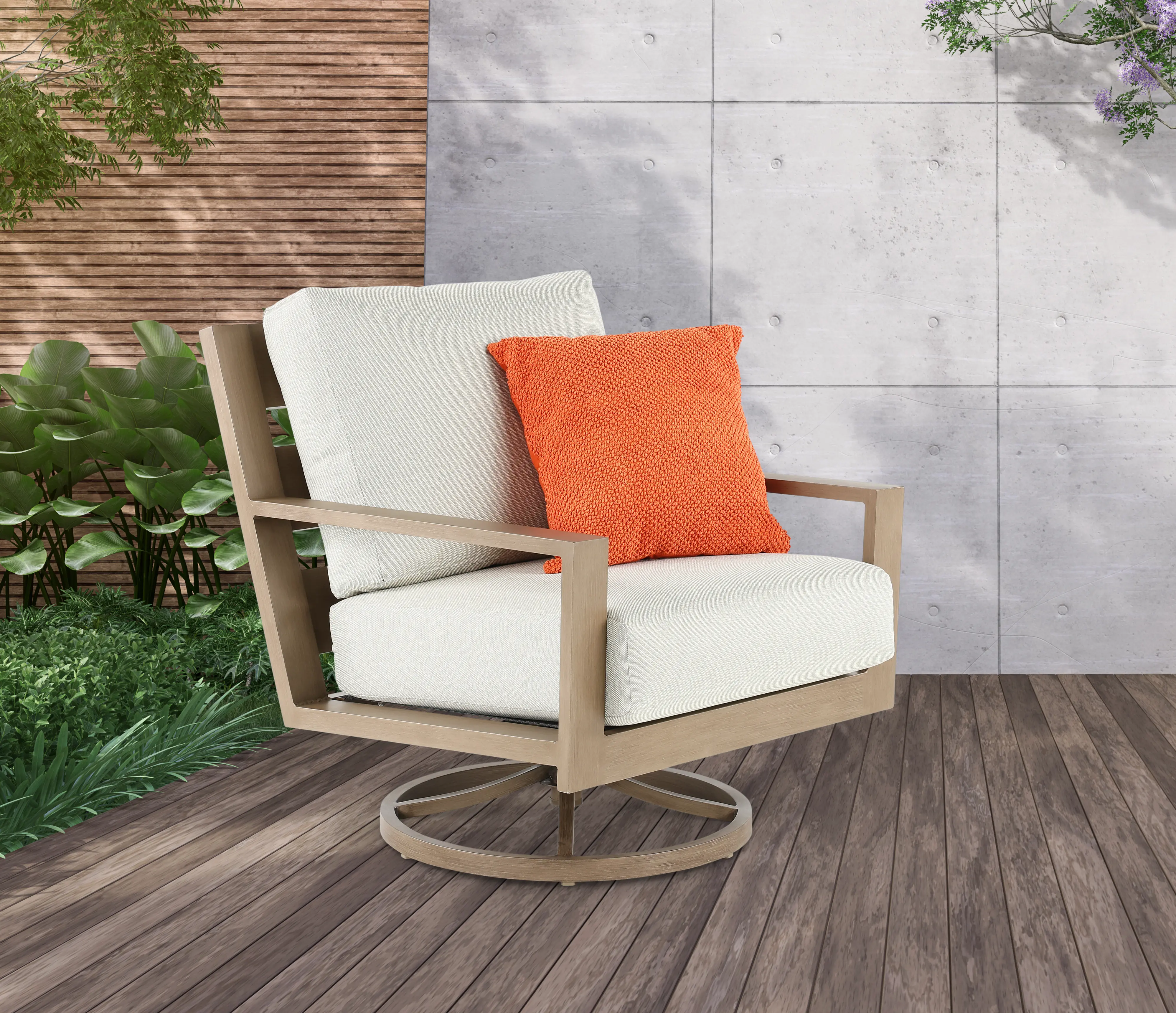 Monterey Natural and Beige Patio Swivel Lounge Chair-6