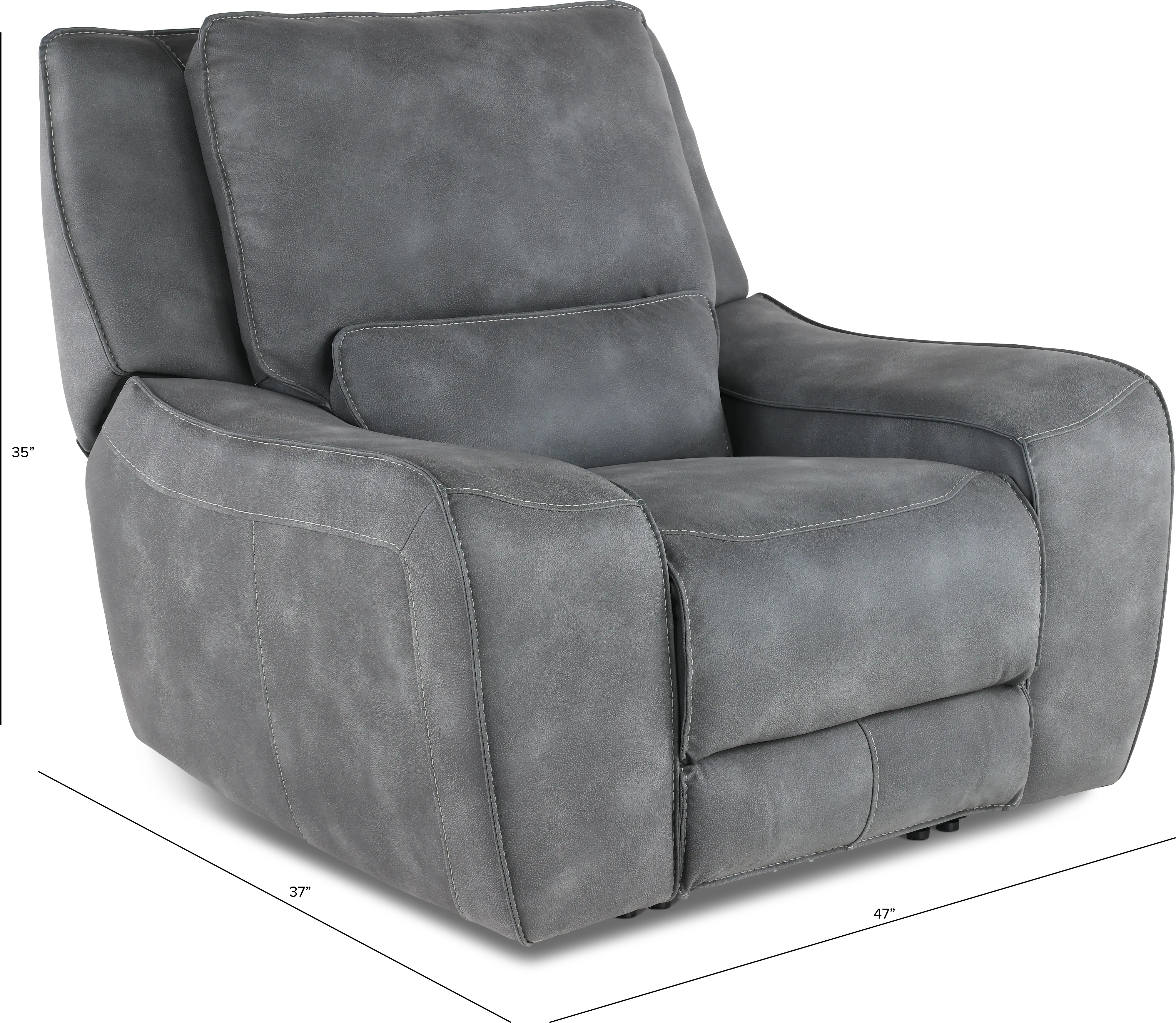 Sauvage Cobalt Power Recliner with Power Headrest-2
