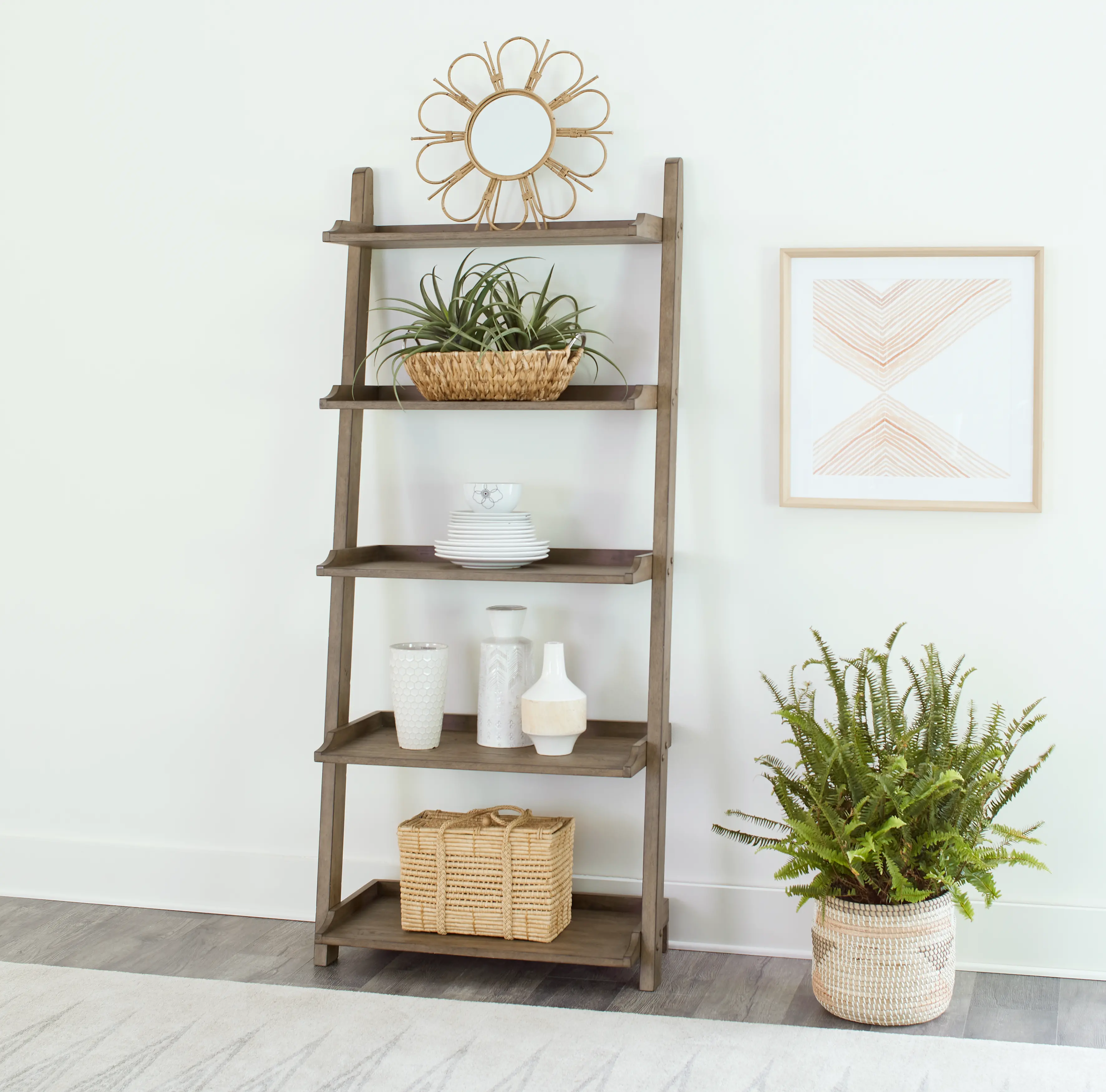 615-BK202 Americana Farmhouse Leaning Pier Bookshelf-1