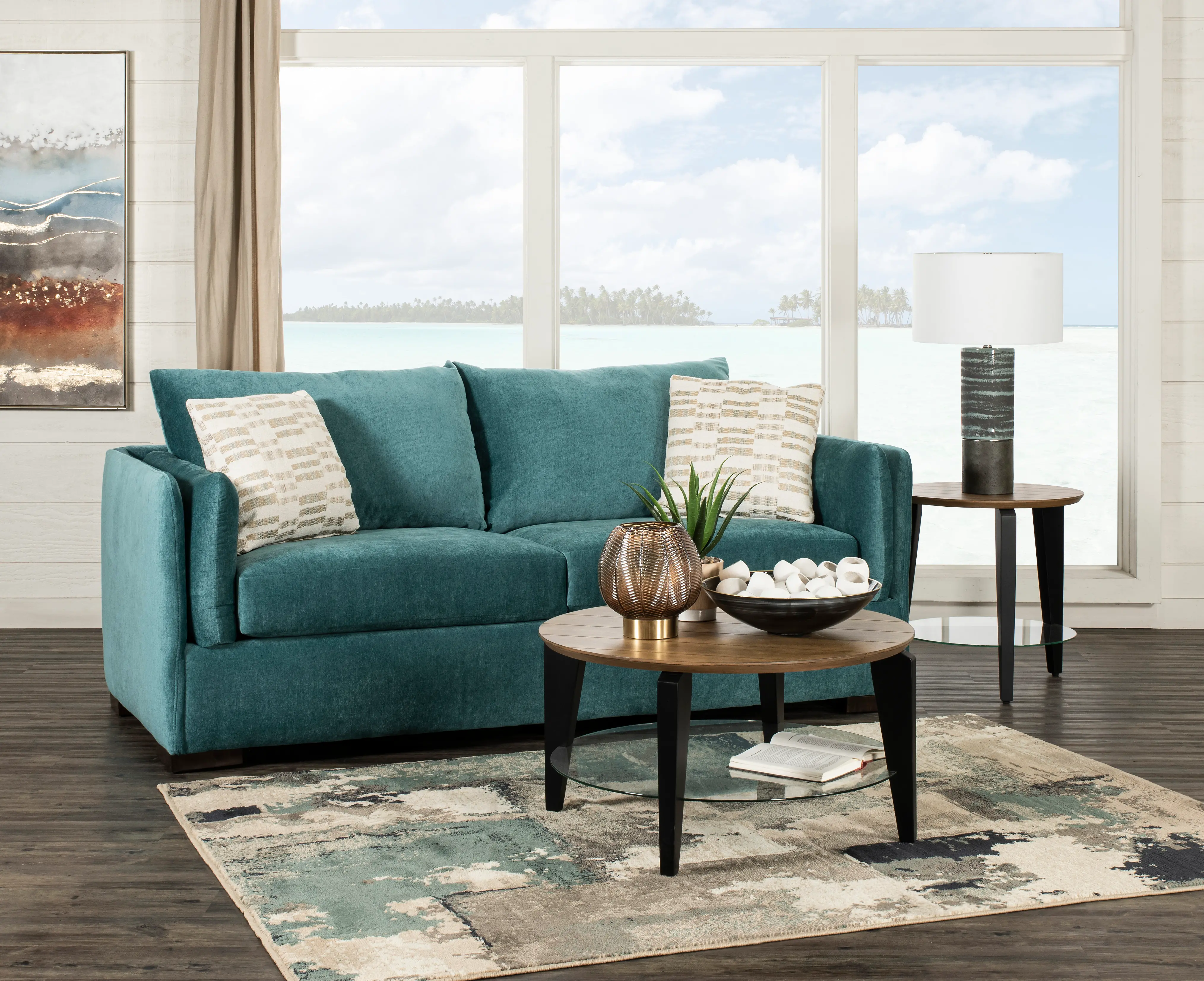 Ellyson Cerulean Blue Queen Sofa Bed-2